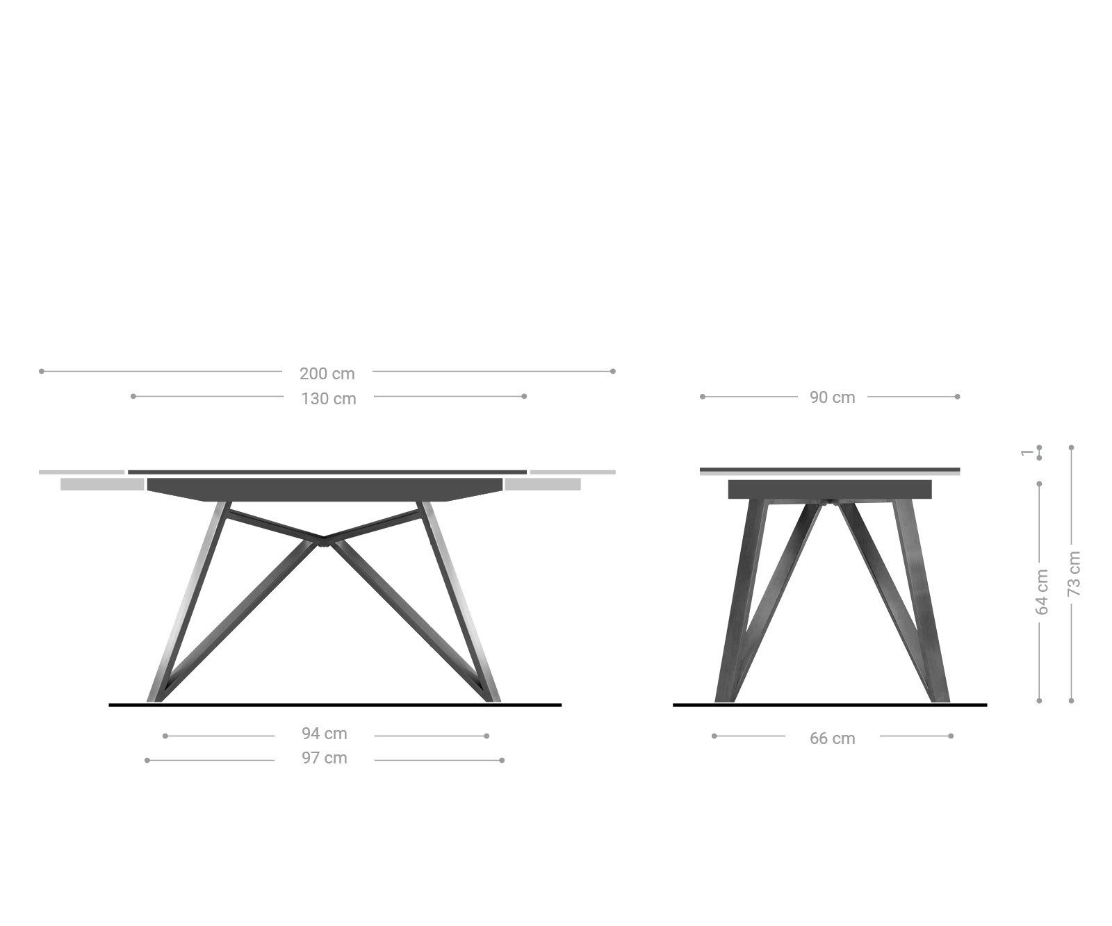 Keramik DELIFE Carlow, ausziehbar 130/200x90x76cm Braun Esstisch