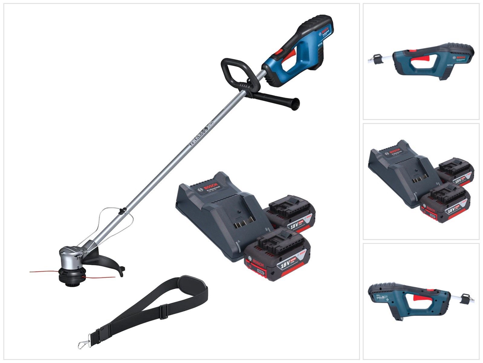 Bosch Professional Akku-Rasentrimmer GRT 18V-33 Professional Rasentrimmer 18V 330 mm + 2x Akku 4 Ah + Lader