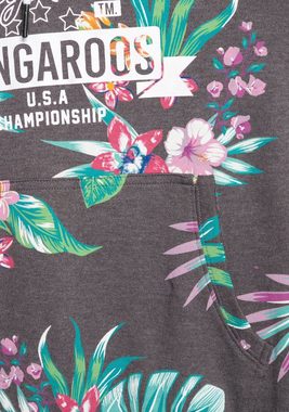 KangaROOS Kapuzensweatshirt mit coolem Floral-Alloverprint & Logo-Print im College-Look