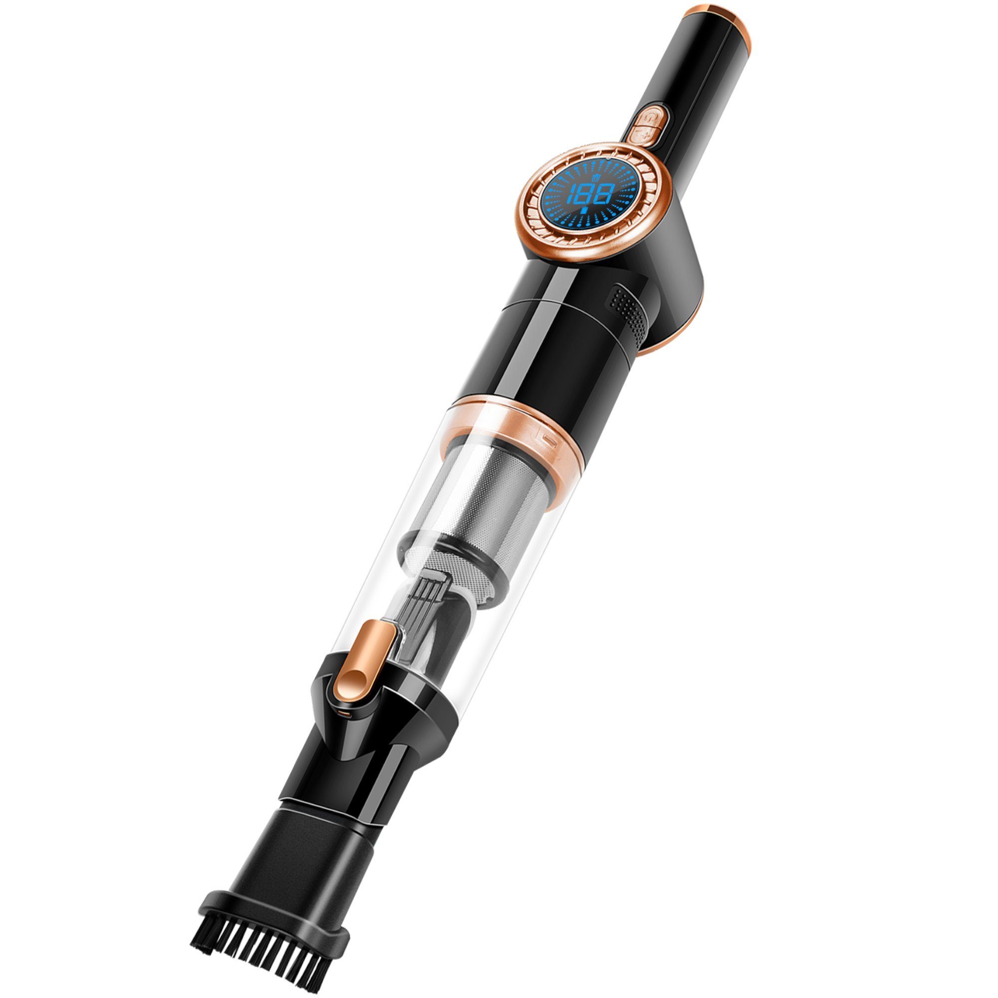 TurboTronic by Z-Line Handstaubsauger 15 kpa, 26 Min. Laufzeit, ultra-Leichtgewicht Boden Staubsauger, 90 W, beutellos, Akkustaubsauger mit Ladestation, Wandhalterung, Zubehörhalterung