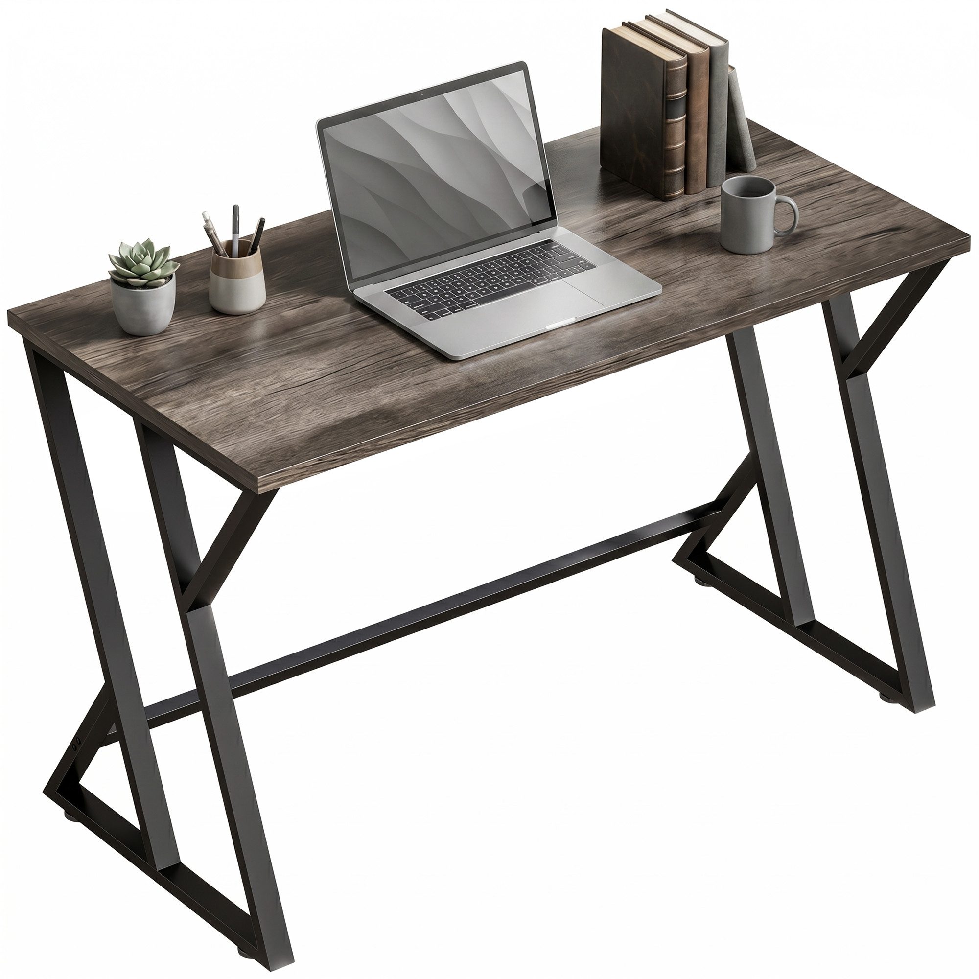 HOMCOM Schreibtisch 120x60cm (Bürotisch, 1-St., PC Tisch), Industriedesign, große Arbeitsfläche, stabil