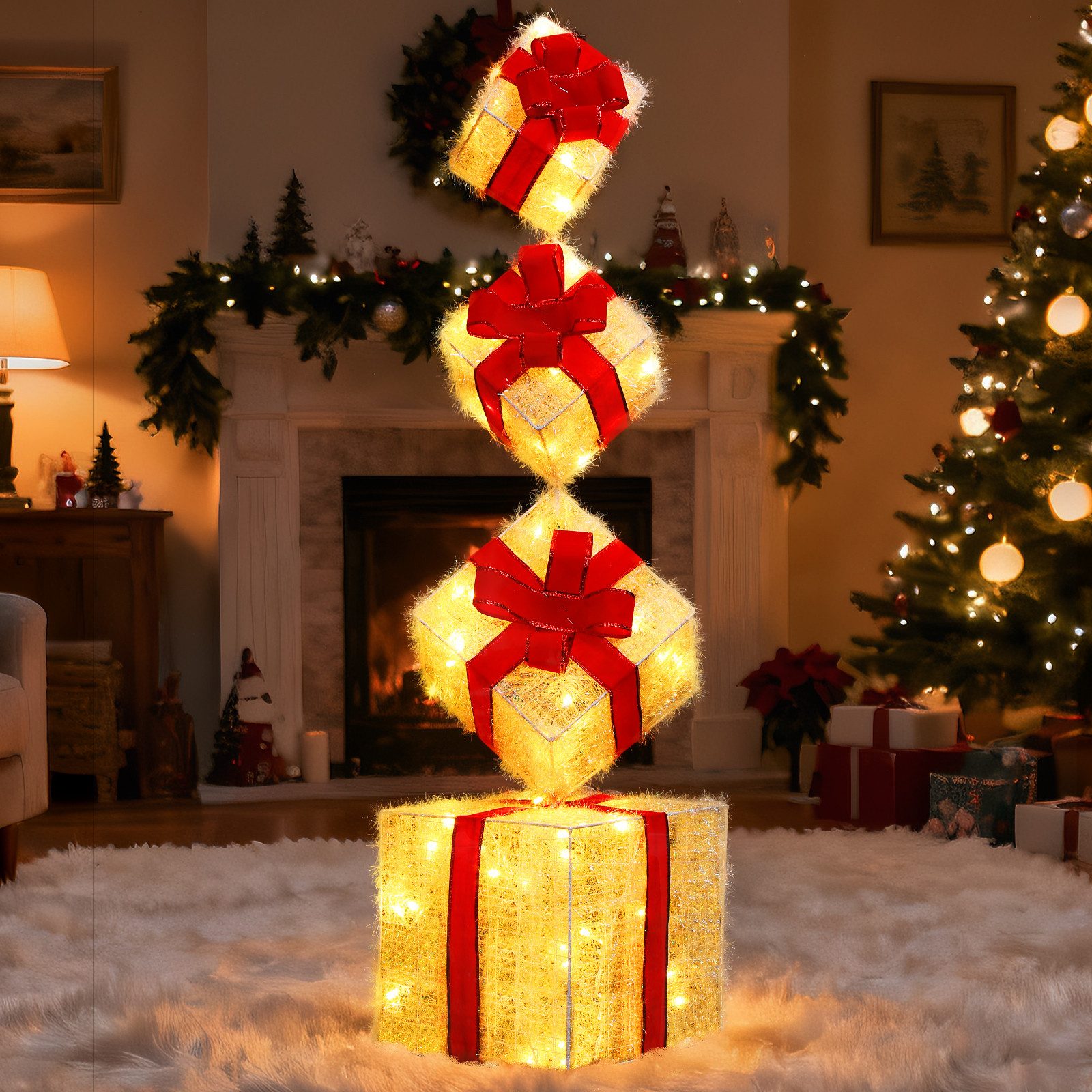 Elegear Weihnachtsfigur 4er Set LED Geschenkbox Weihnachten, Weihnachtsdeko günstig online kaufen