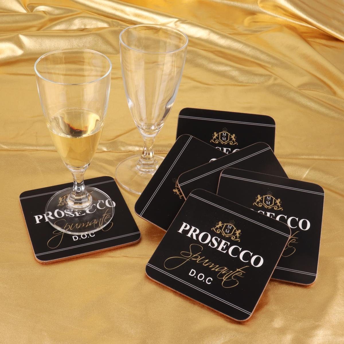 feuchtem 6er Prosecco Mars & Tuch More mit für Spumante, Mars Glas-Untersetzer-Set Glasuntersetzer Zubehör & 6-tlg., abwischbar Set, 6-teiliges Trinkgefäße, More