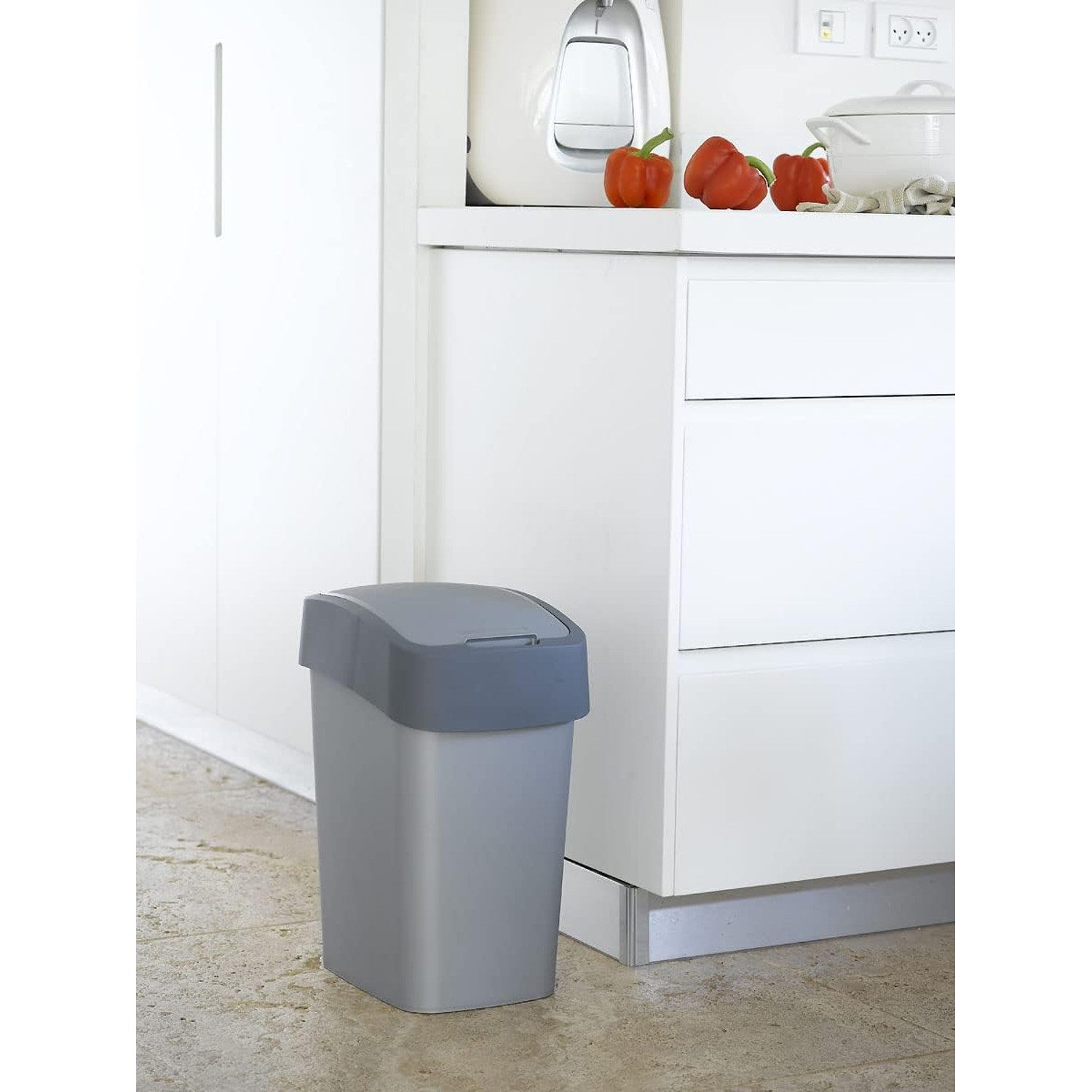 Curver Mülleimer, Flip Bin 25L Abfallbehälter für Recycling