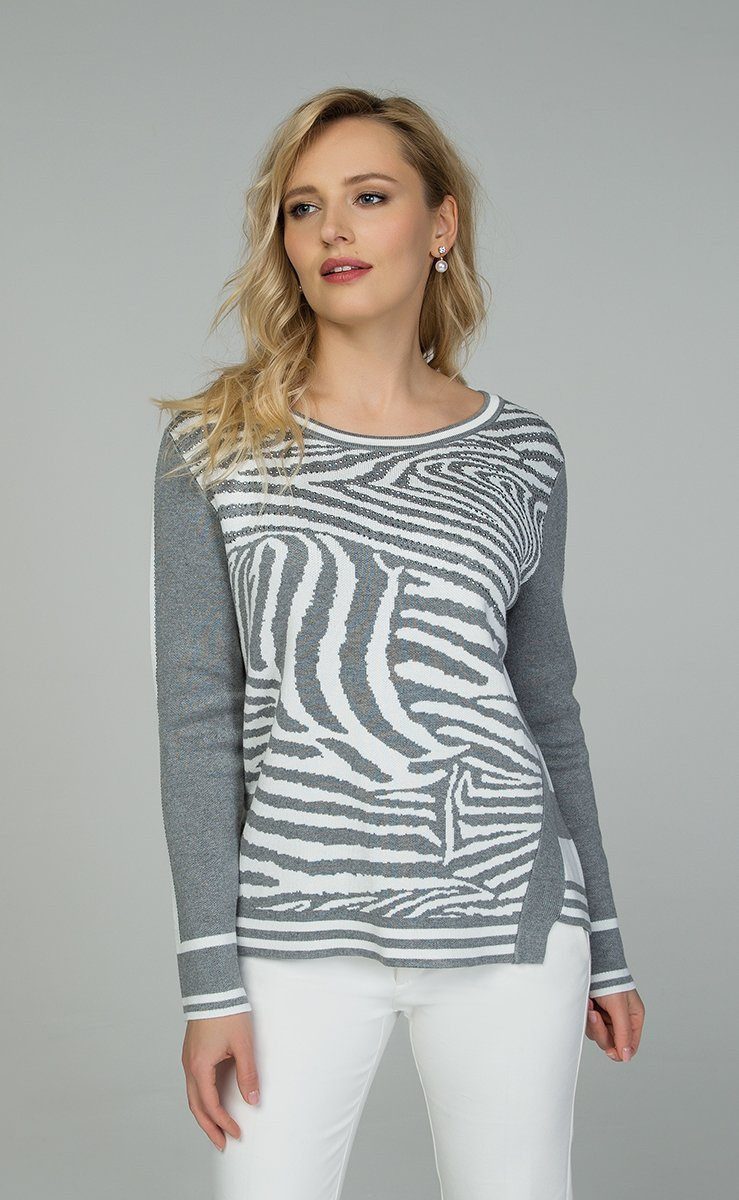 Passioni Strickpullover mit Jacquard-Muster im Zebralook günstig online kaufen
