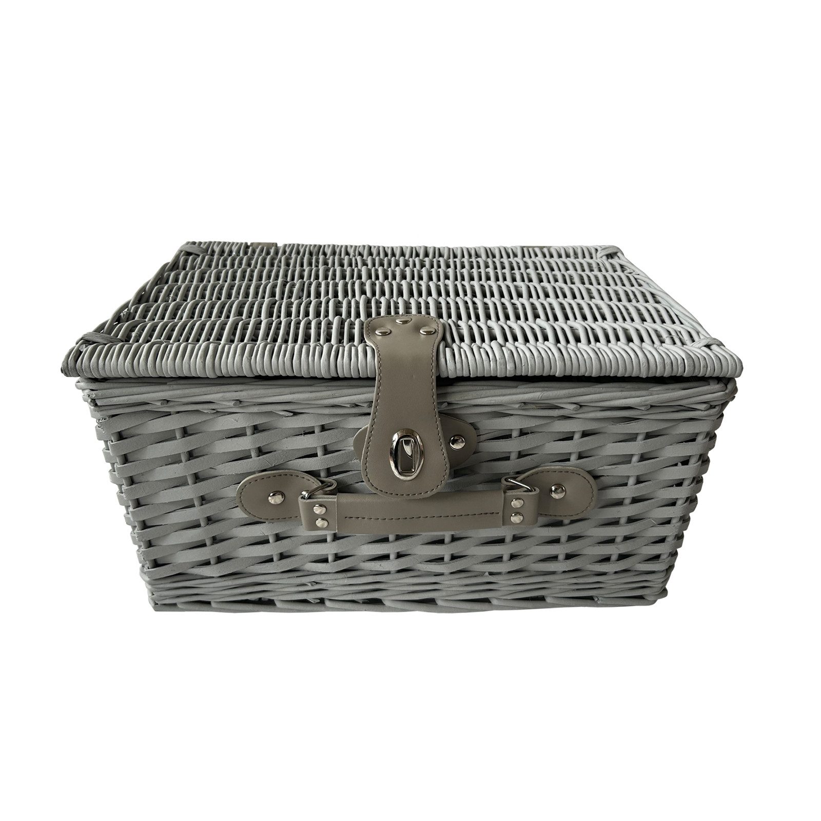 HTI-Living Picknickkorb Picknickkorb für 2 Personen Finie Grau (Stück, 1 St., 1 Picknickkorb inkl. Geschirr), Weidenkorb mit Geschirr und Kühlfach