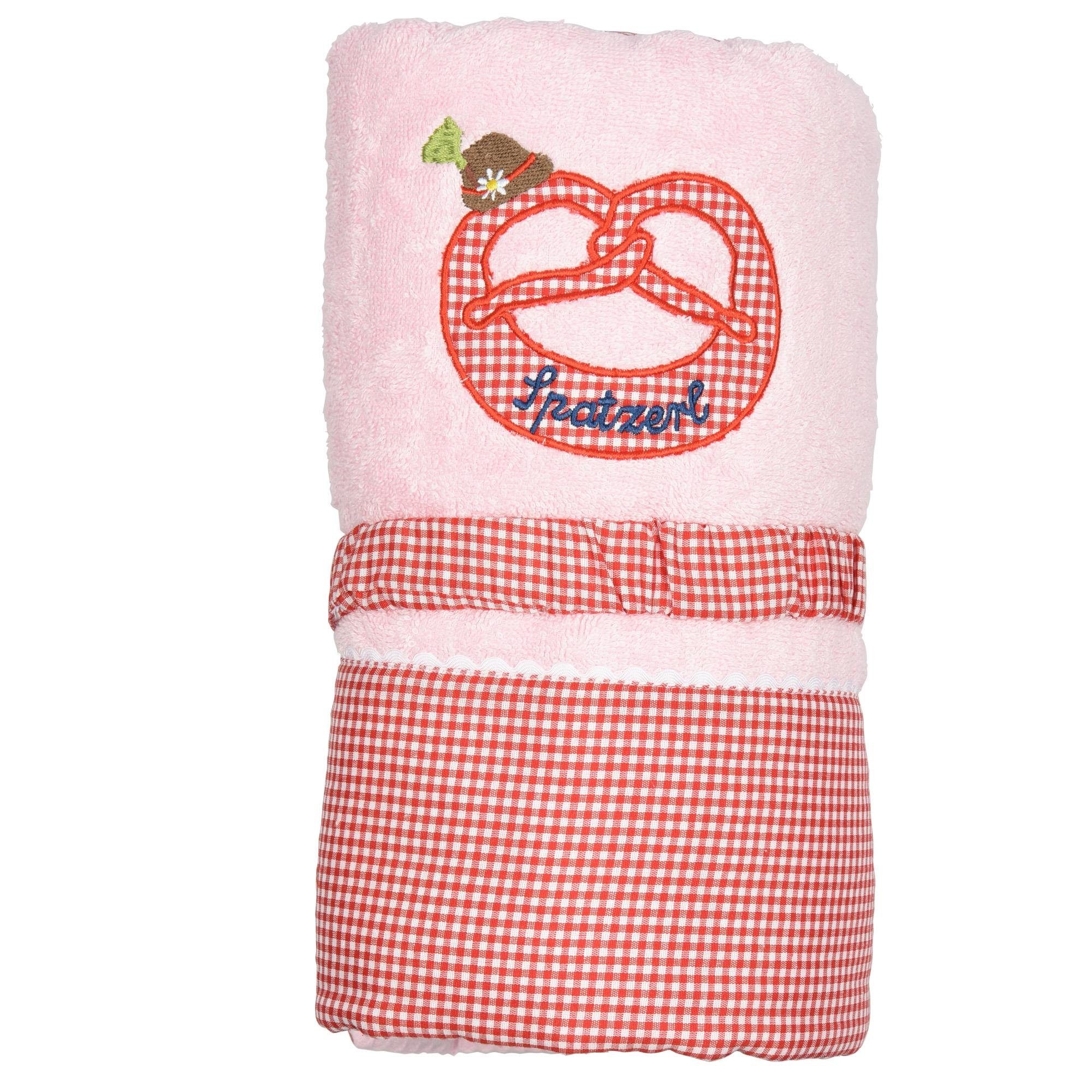 Krabbeldecke Krabbeldecke "Brezel mit Tirolerhut", rosa, P.Eisenherz, aus flauschiger, saugfähiger Baumwolle in rosa