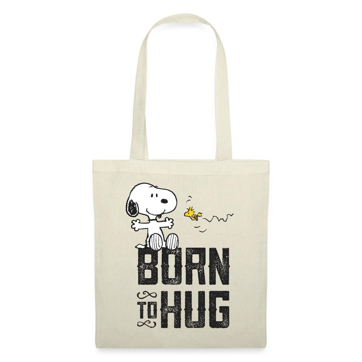 Spreadshirt Henkeltasche Peanuts Snoopy Born To Hug Woodstock Stoffbeutel (1-tlg)