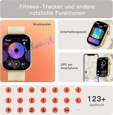 AVUMDA Fur Damen Herren mit Telefonfunktion Fitnessuhr Mit IP68 Wasserdicht Smartwatch (2,01 Zoll, Android iOS), mit Blutdruck-,Pulsuhr,Schlafmonitor Schrittzähler,123 Sportmodi Sport