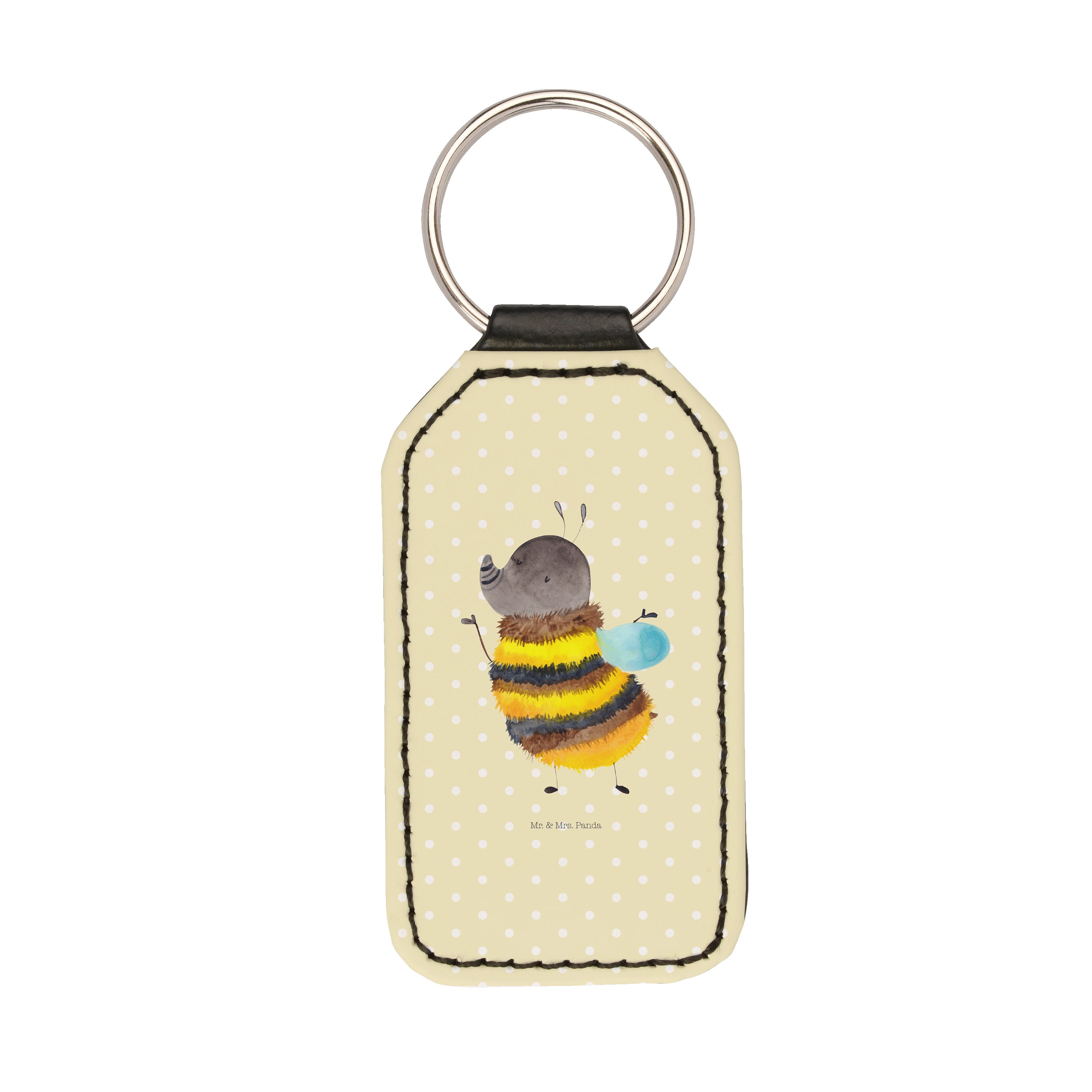 Mr. & Mrs. Panda Schlüsselanhänger Hummel flauschig - Gelb Pastell - Geschenk, Tiermotive, Glücksbringer (1-tlg) | Schlüsselanhänger