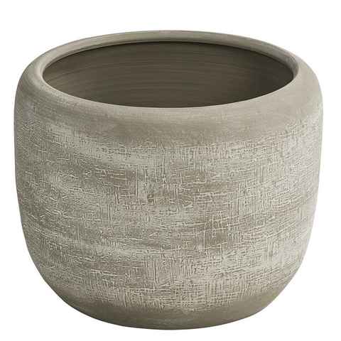 Dehner Übertopf Romy, Ø 24 - 29 cm, Höhe 20 - 26 cm, rund, Keramik, Übertopf mit reliefartiger Oberfläche, für Zimmerpflanzen