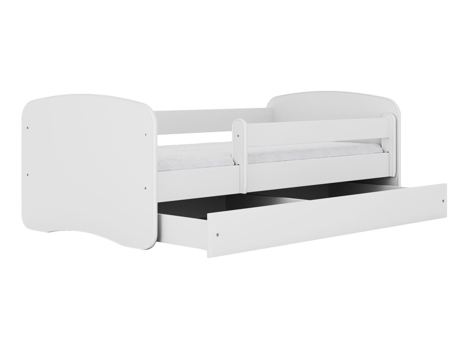 Beautysofa Kinderbett für Jungen PAUL 70x140 cm (Modernes, minimalistisches Design, Weißes Kinderbett mit Rausfallschutz für Jungen), Kinderbett mit Matratze