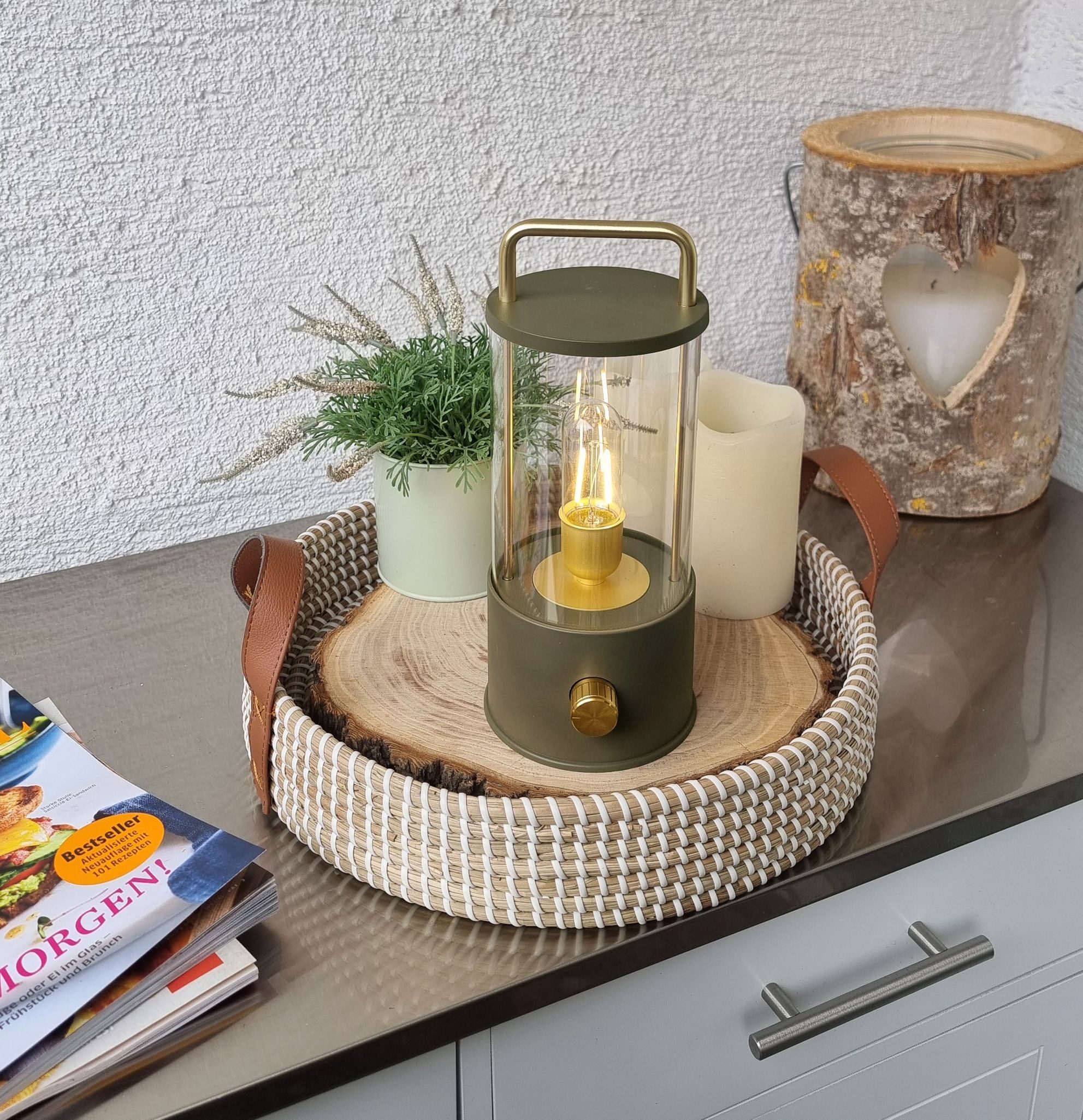 Coen Bakker Deco BV LED Laterne Tischlampe Dimmbar Akku In-/Outdoor IP44, LED fest verbaut, Warmweiß