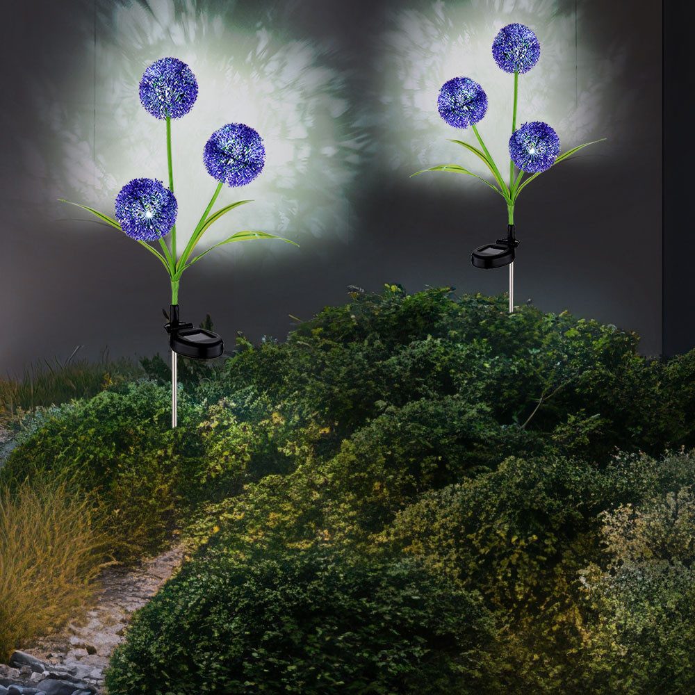 GLOBO LIGHTING LED Solarleuchte, Neutralweiß, Außenleuchte Solarlampe Gartendeko LED Pusteblume H 75 cm 2er Set