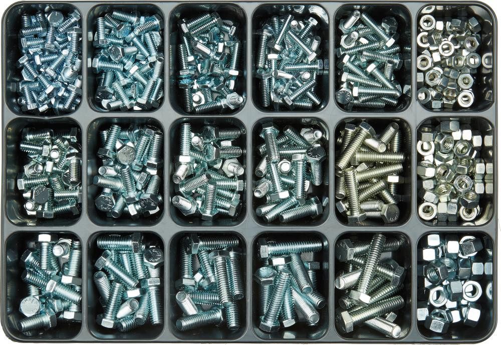 ELC Schrauben-Set E-NORM Montagekoffer 42 Zollschr.m.Mu UNC 8.8 zn