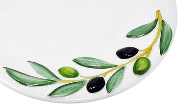 Lashuma Speiseteller Olive, (1 St), Obstteller zum Servieren rund