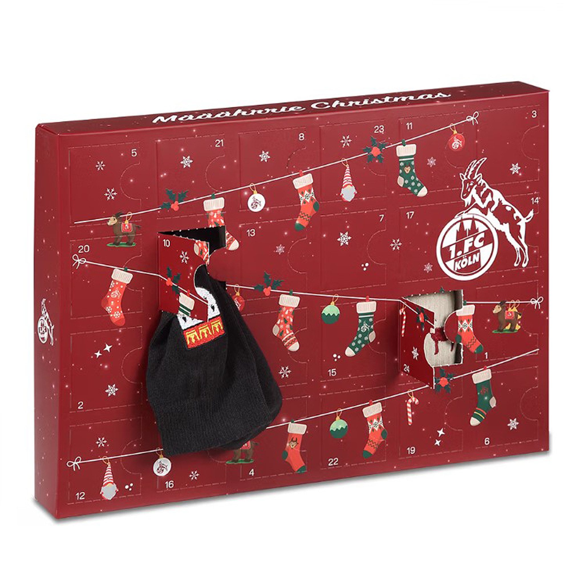 1. FC Köln Adventskalender Socken 2025 80% Baumwolle, 18% Polyamid, 2% Elasthan