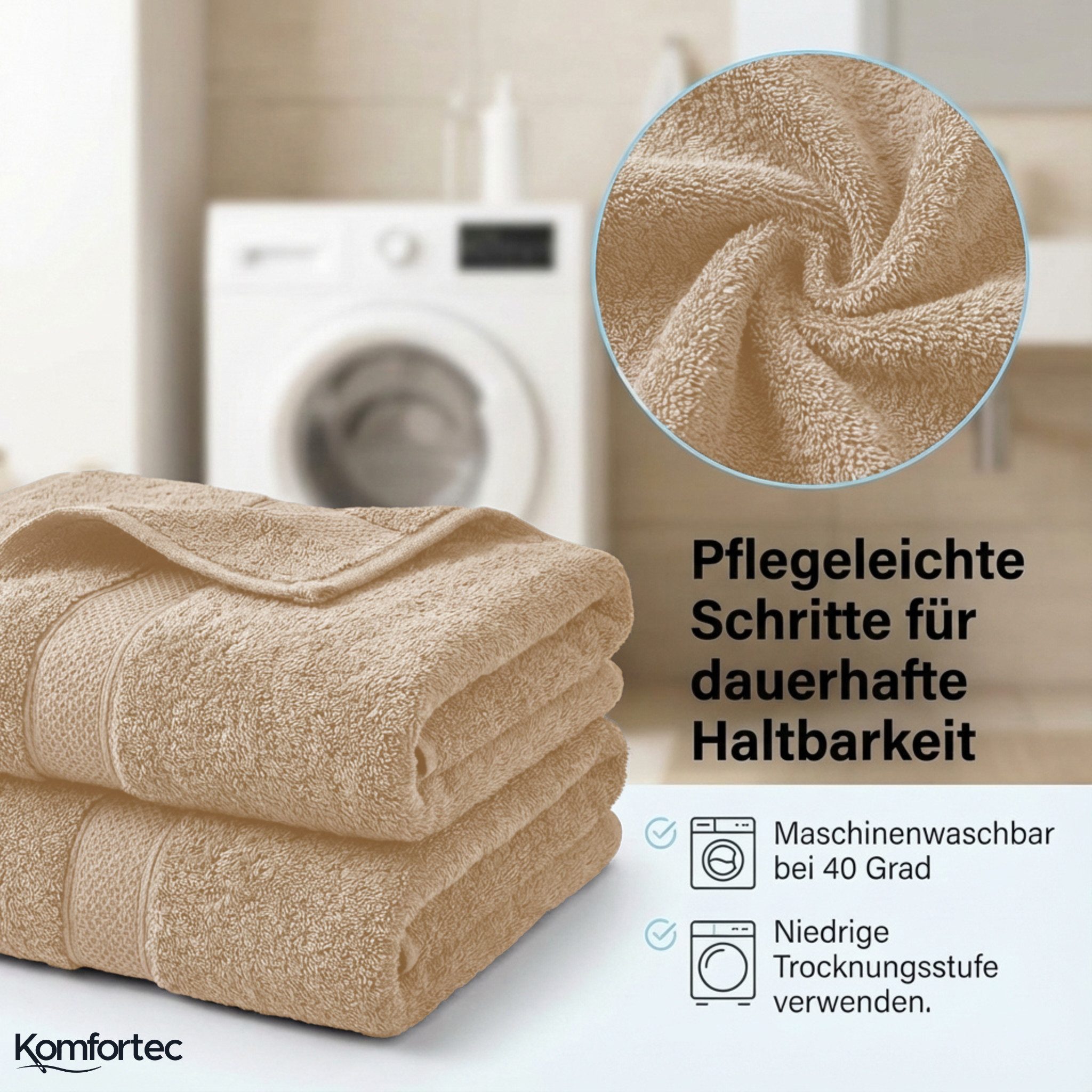 Komfortec Handtuch Set aus 100% Baumwolle, 4 Handtücher 50x100 cm und 4 Badetücher 70x140 cm, Frottee (Packung, 8-St), Duschtücher & Badehandtuch, Weich, Towel, – Bild 4 von 5