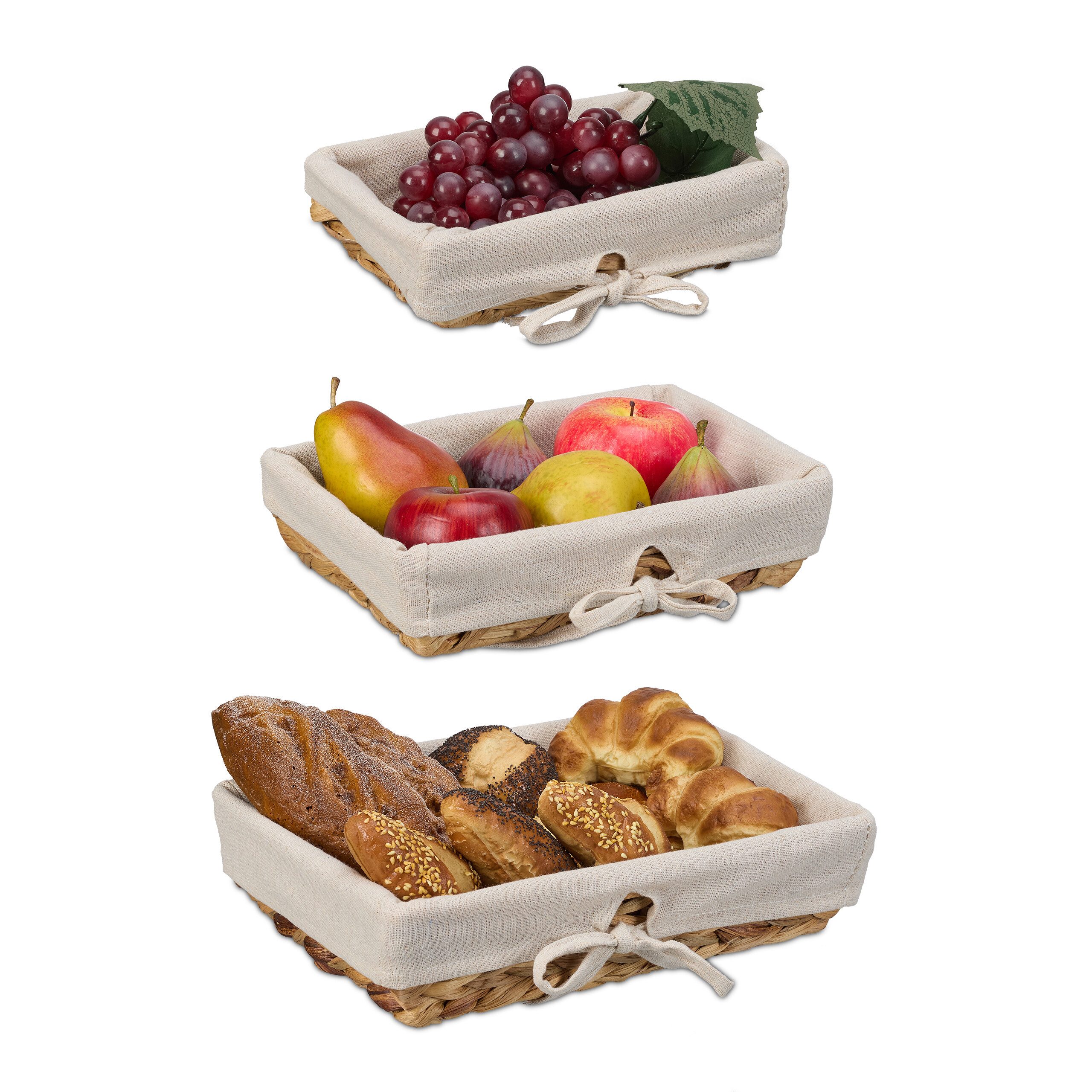 Brotkorb 3er Set Brotkorb mit Stoffeinsatz