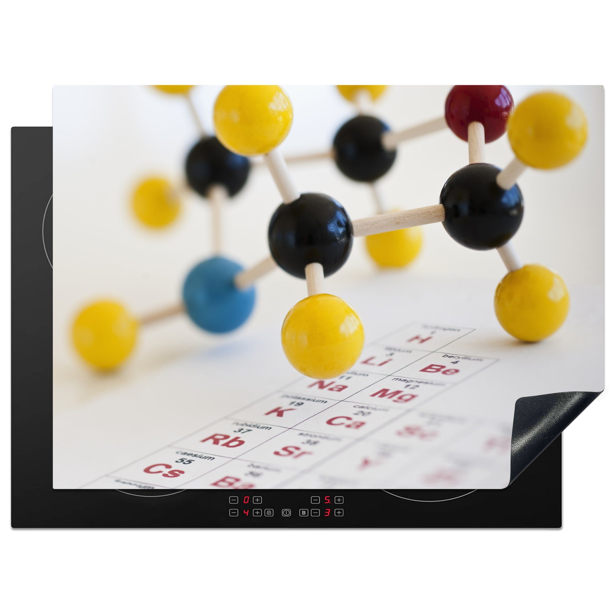 MuchoWow Herdblende-/Abdeckplatte Moleküle im Periodensystem, Vinyl, (1 tlg), 70x52 cm, Mobile Arbeitsfläche nutzbar, Ceranfeldabdeckung