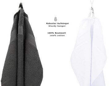Betz Handtuch Set 12-TLG. Handtuch-Set Palermo Farbe anthrazit und weiß, 100% Baumwolle (Set, 12-St)