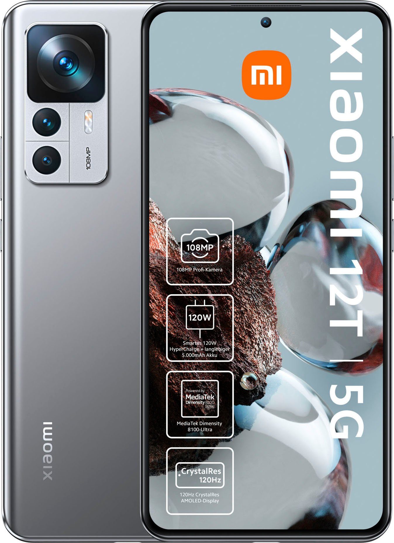 Xiaomi 12T 8GB+256GB Smartphone (16,9 cm/6,67 Zoll, 256 GB Speicherplatz, 108 MP Kamera)