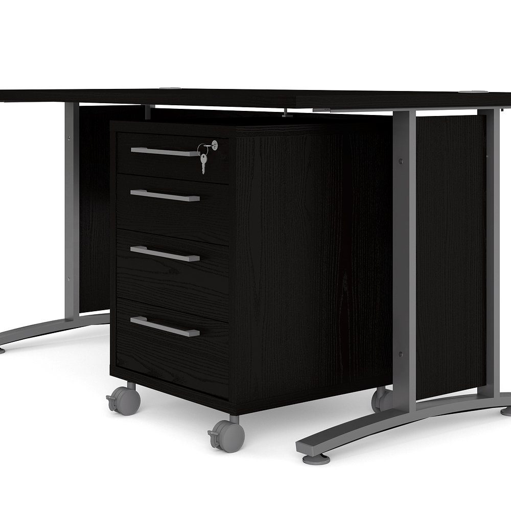 Prisme ebuy24 Schreibtisch mit Esch Schreibtisch Rollcontainer schwarz