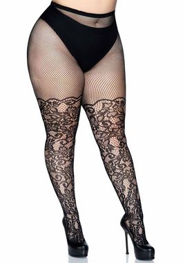 Leg Avenue Strumpfhose Netz-Strumpfhose mit Muster Plus Size - schwarz