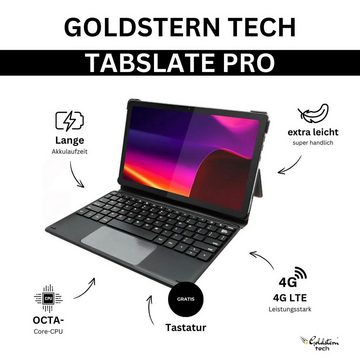 Goldstern-Tech TabSlate Pro Tablet (10", 128 GB, Andoird 12, 4G LTE, Leistungsstark mit 2K-Bildschirm, & Abnehmbarer Wireless-Tastatur)