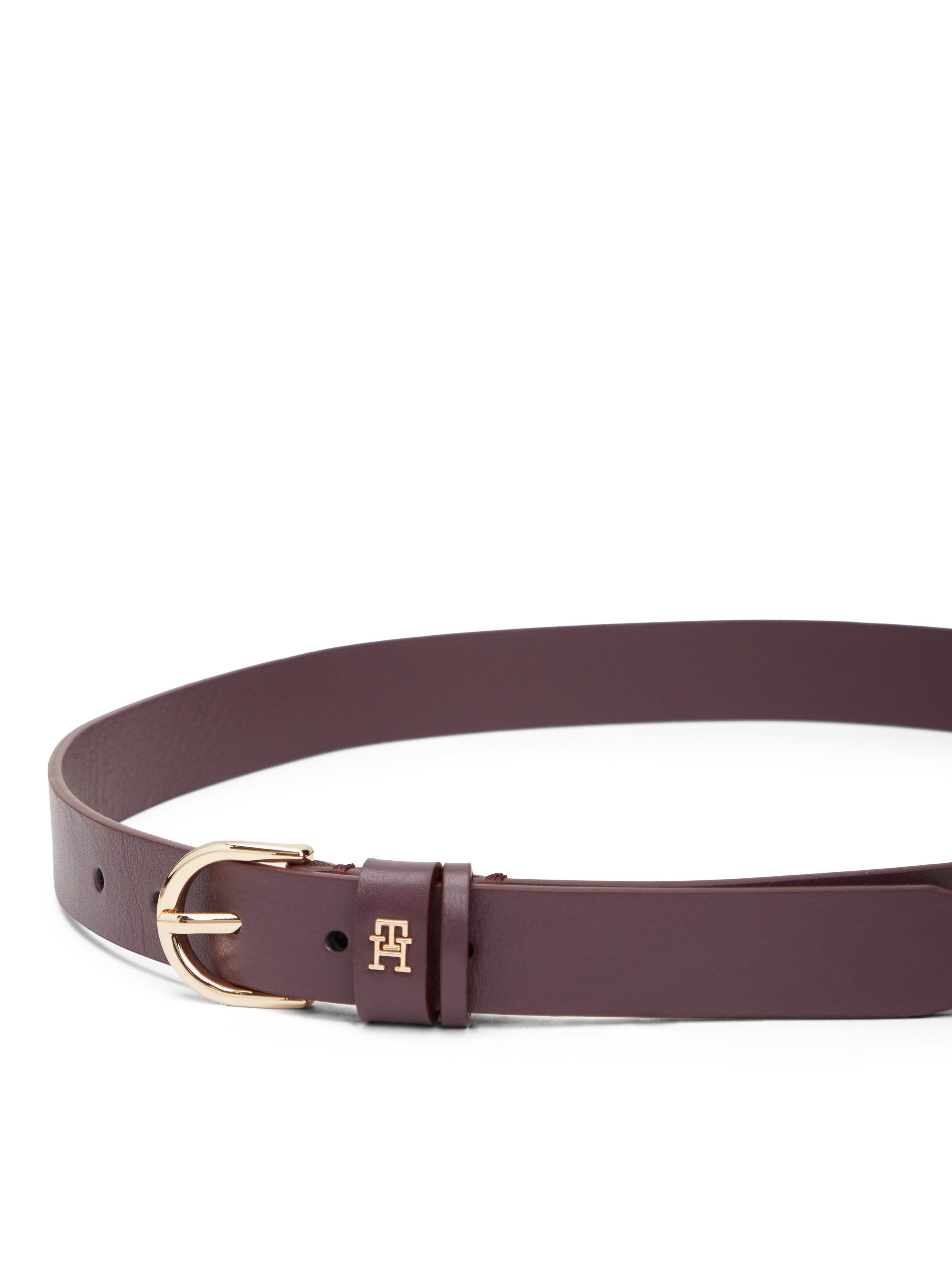 Tommy Hilfiger Ledergürtel ESSENTIAL EFFORTLESS 2.5 cm breit GOLD Logoemblem, weiche Haptik, ovale Einfachdornschließe