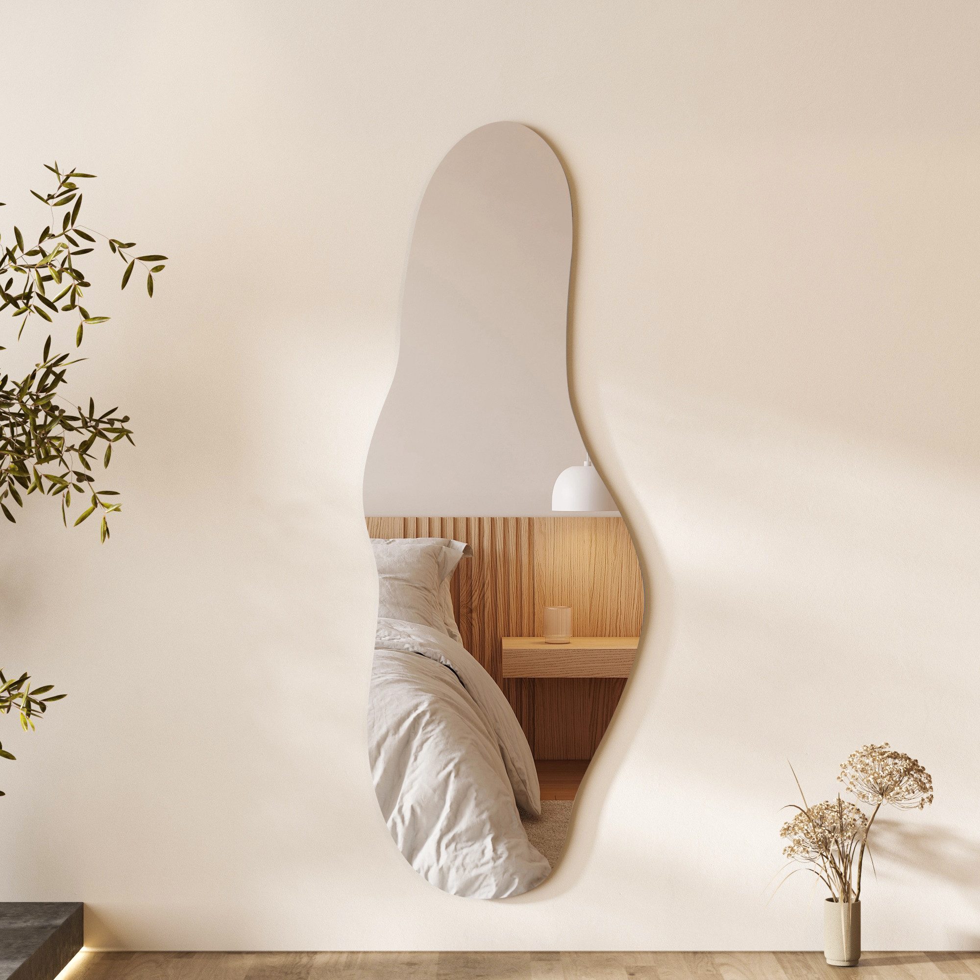 Hopibath Wandspiegel Ganzkörper Ganzkörperspiegel 165x60cm ohne Rahmen (Dekospiegel Flurspiegel modern, 1-St., Asymmetrisch, Rahmenlos), für Garderobe & Flur, Wohnzimmer, Schlafzimmer