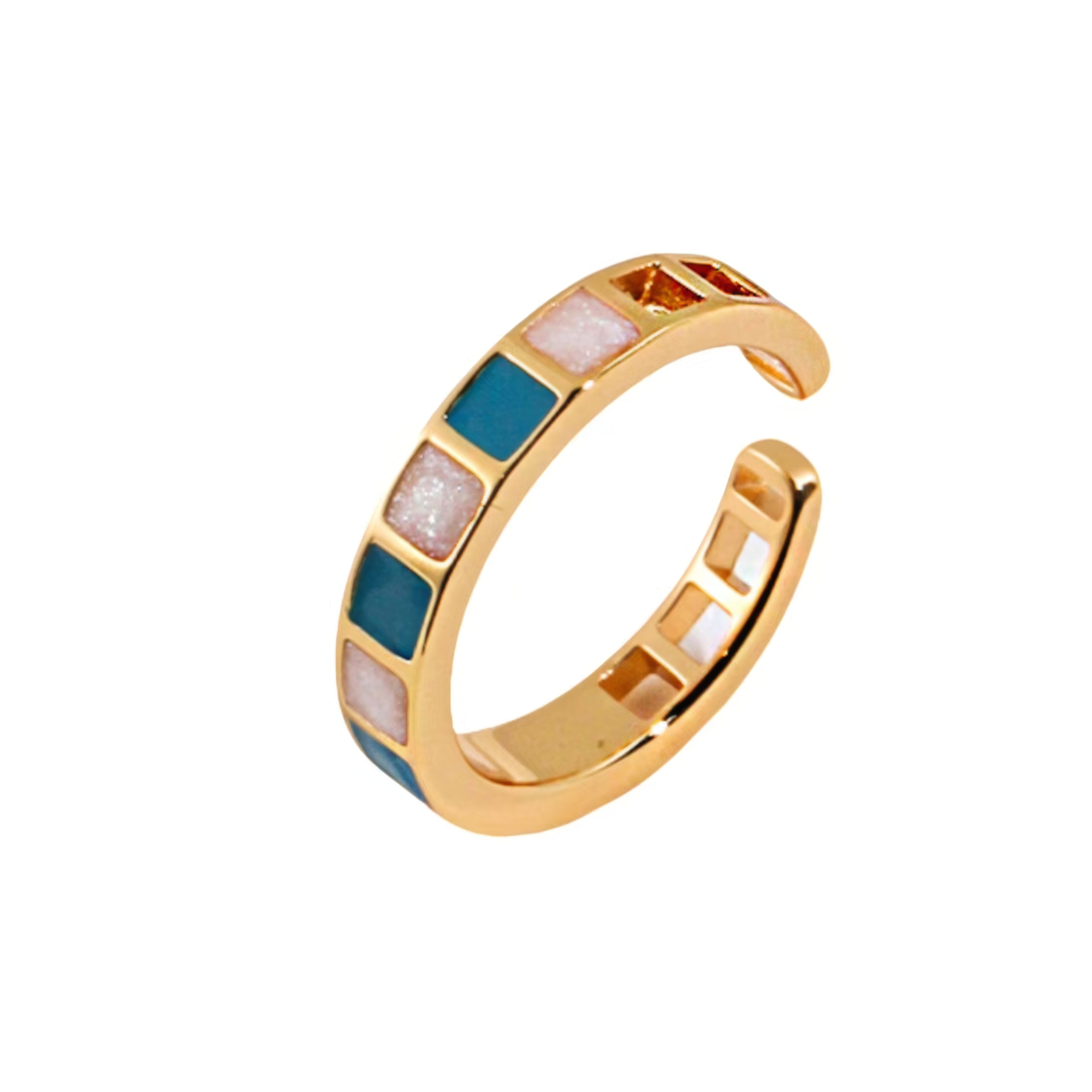 Silberring Ring 925 Silber Damen , Verstellbarer Ring , Goldplattiert Damen