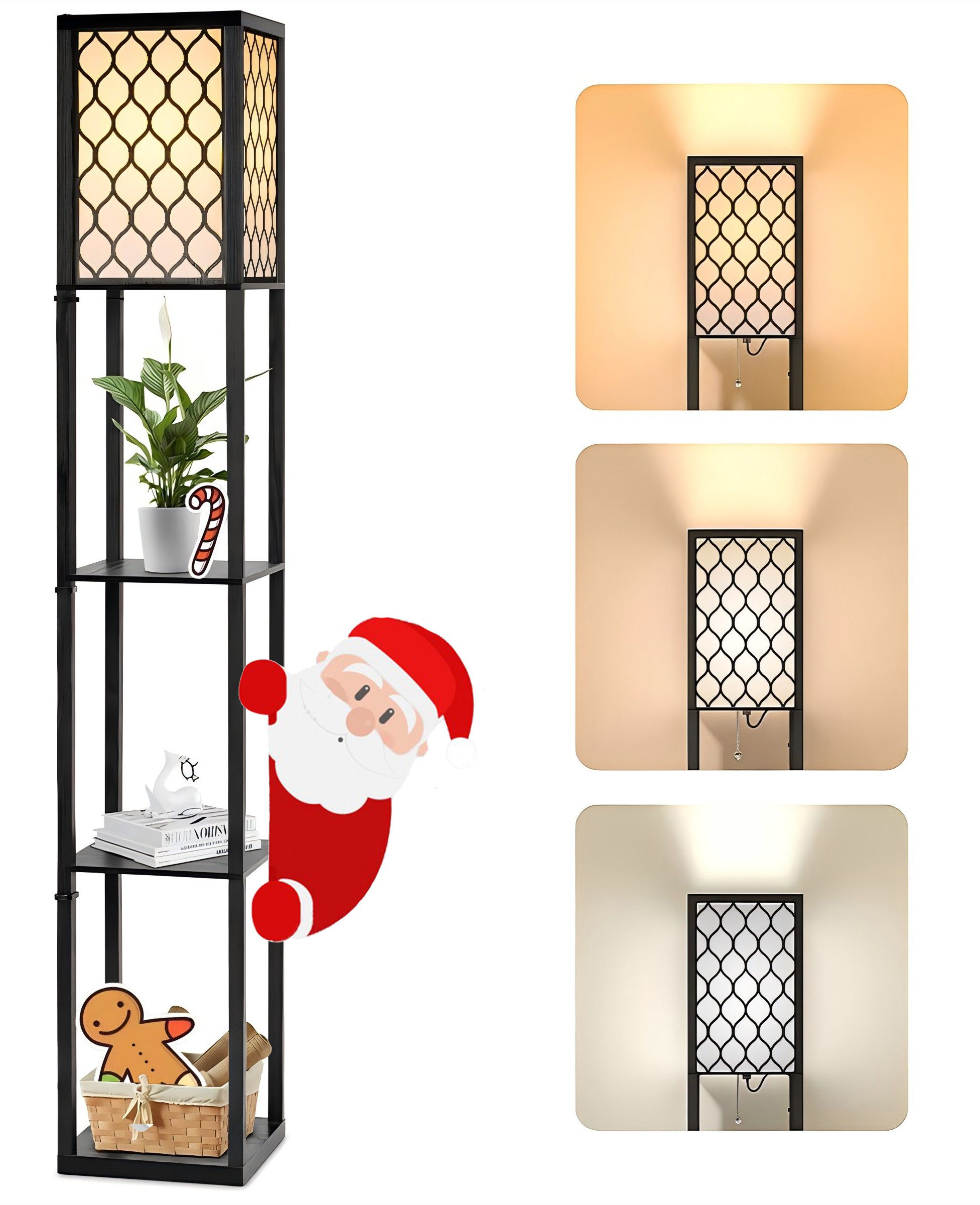 LED Stehlampe Stehleuchte mit Regal, Farbtemperatur-regelbar, E27 LED Glühbirne