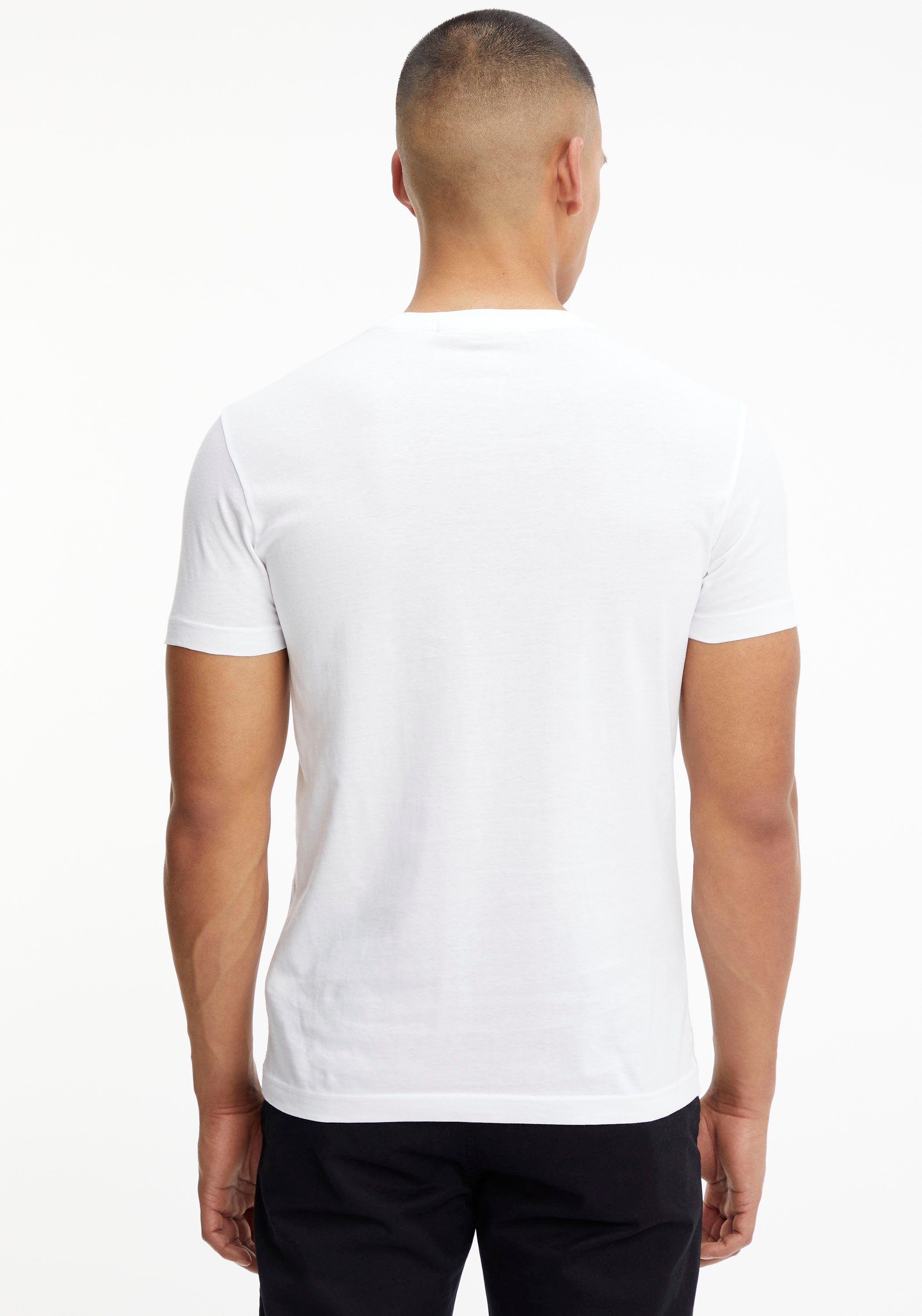 Calvin CENTER Klein T-Shirt White BOX TEE Logodruck mit Bright SMALL Jeans