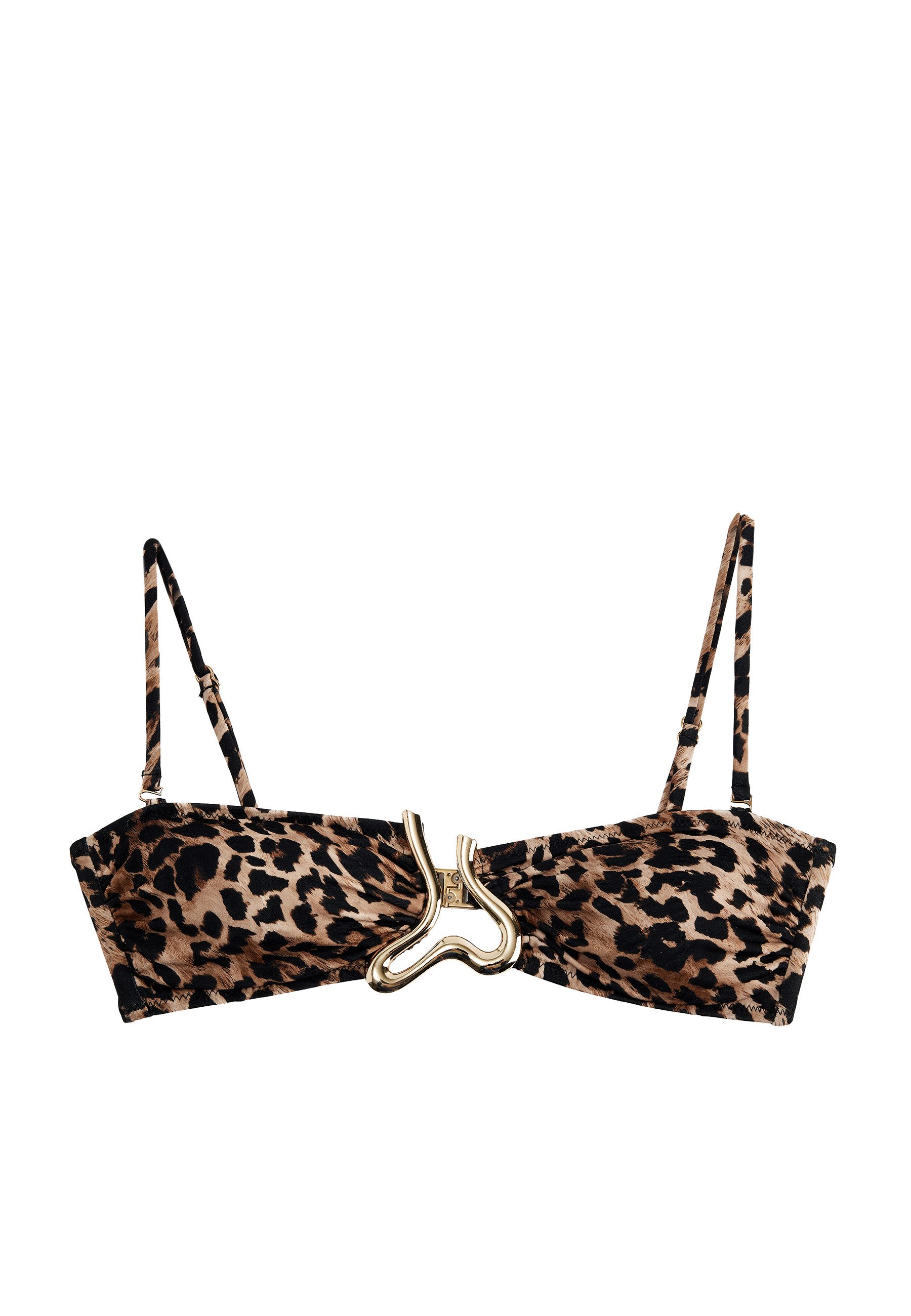 Koton Bügel-Bikini-Top Trägerloses Oberteil Mit Metall-Accessoires Bandeau-Bikini-Top