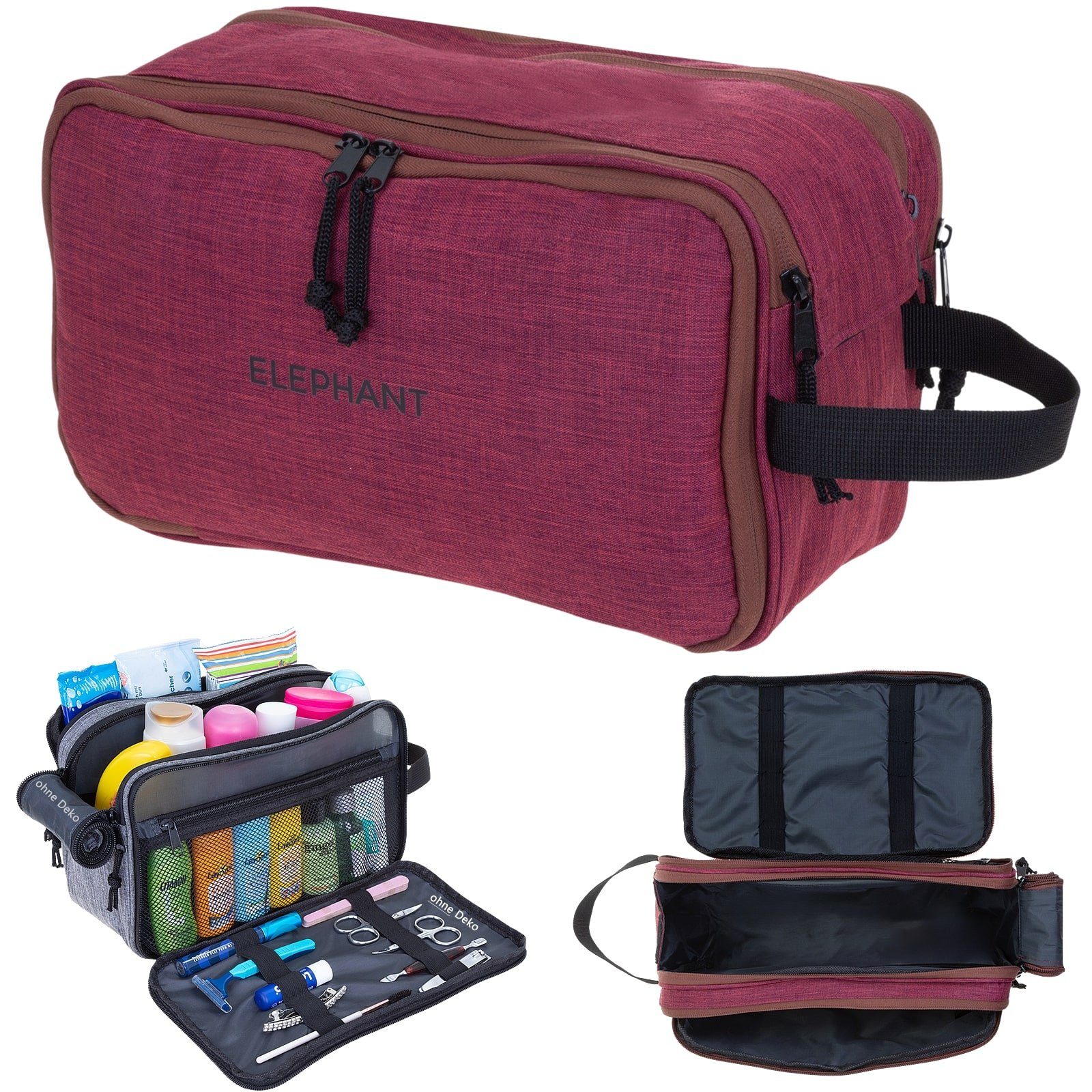 ELEPHANT Kulturbeutel Travel Herren Damen Washbag Reise, Kulturtasche Kosmetiktasche Reise Tasche Sauna