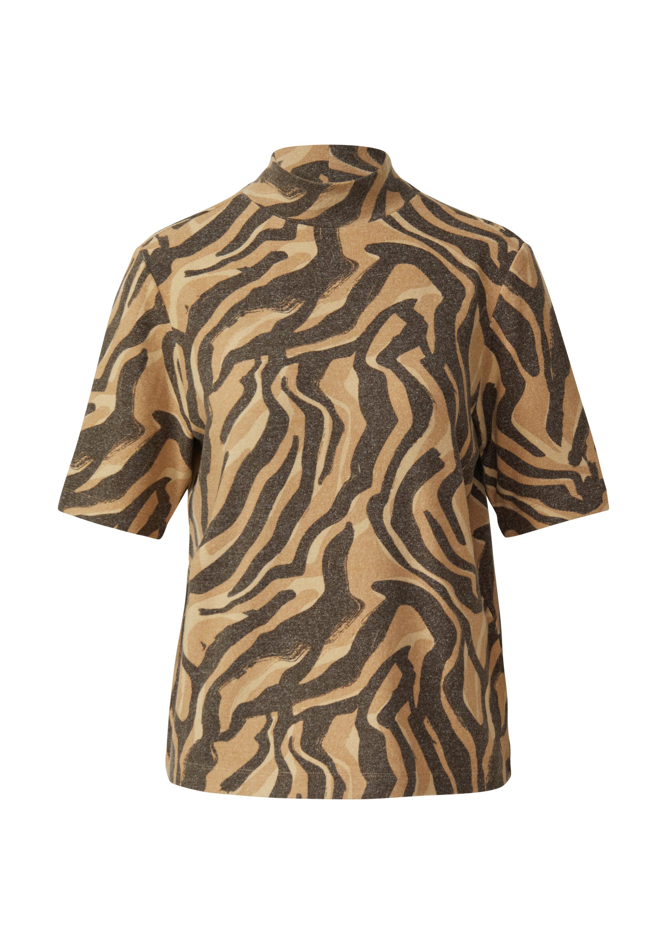 s.Oliver Kurzarmshirt T-Shirt Weiches Shirt mit Animal-Print und Stehkragen günstig online kaufen