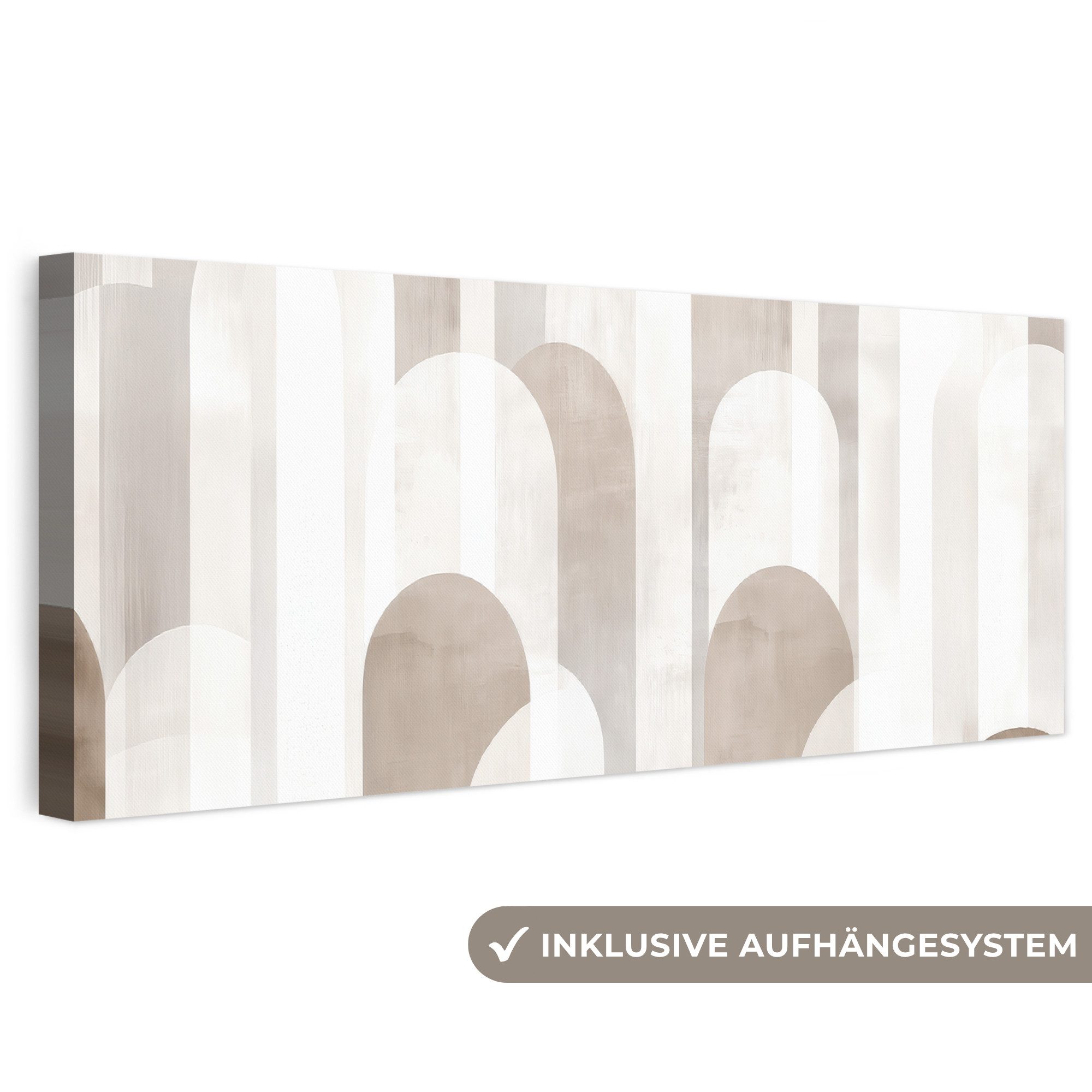 OneMillionCanvasses® Leinwandbild Panorama Abstrakte Bögen - Modern - Beige, Fotodruck (1 St), Wandbild, Deko Schlafzimmer Wohnzimmer Flur 60x20 cm