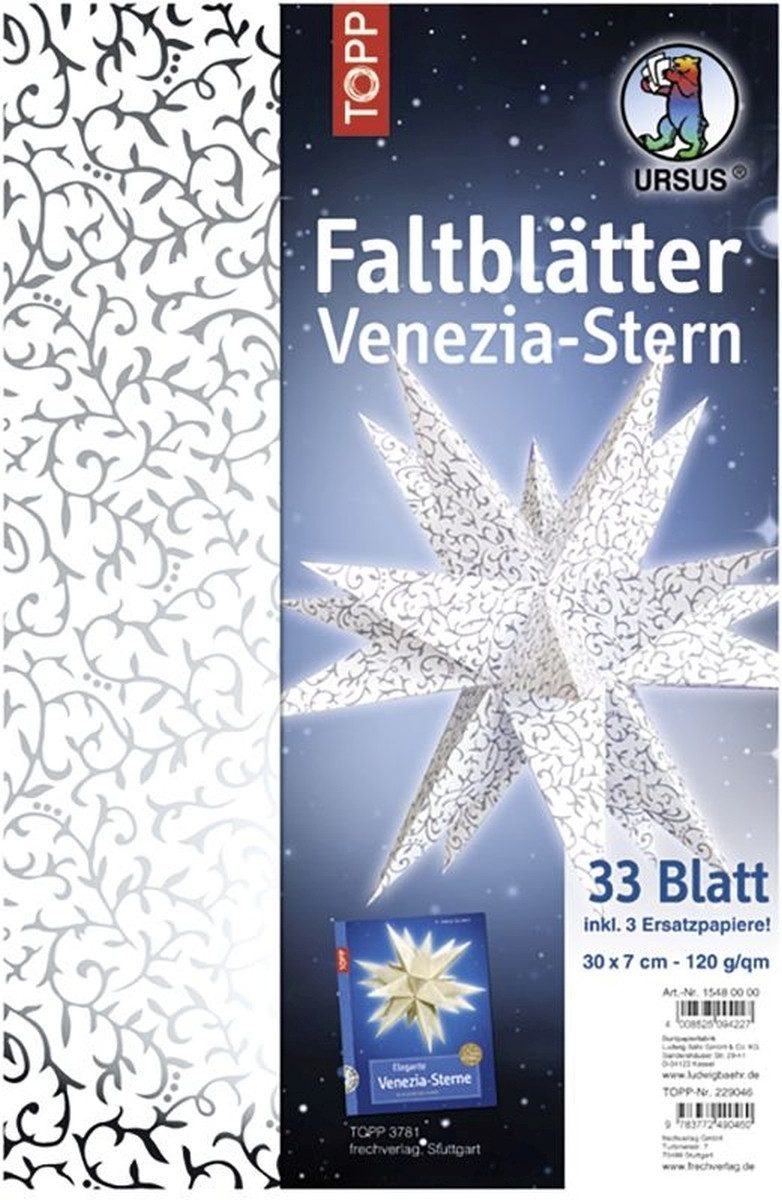 Bastelfilz Faltblätter Venezia-Stern Apart Klassik 120g/qm 7x30cm.