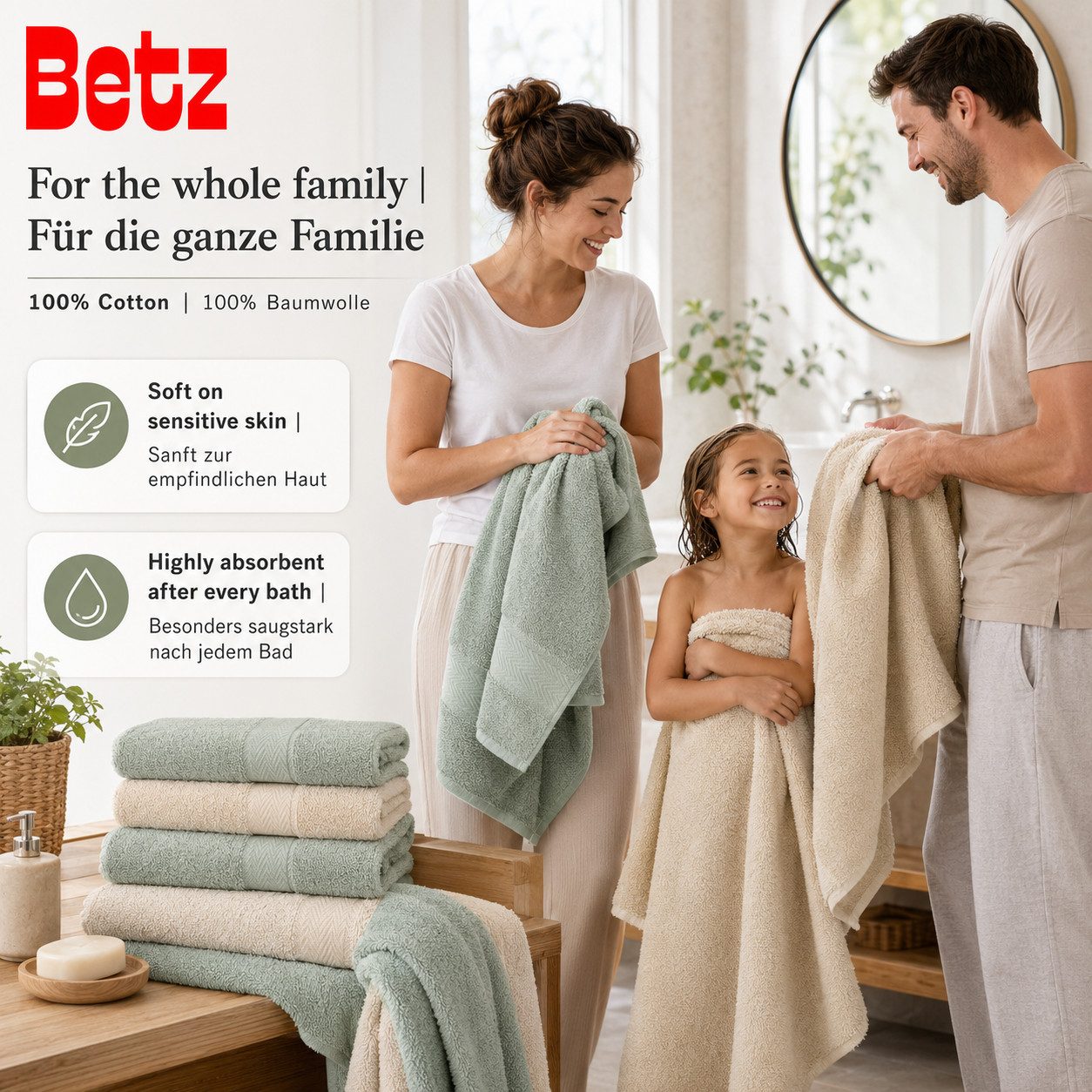 Betz Handtücher Premium Handtuch-Set 12-tlg., 100% Baumwolle (Set, 12-St), Duschtücher,Handtücher, Gästetücher, Seiftücher,Waschhandschuhe – Bild 3 von 5