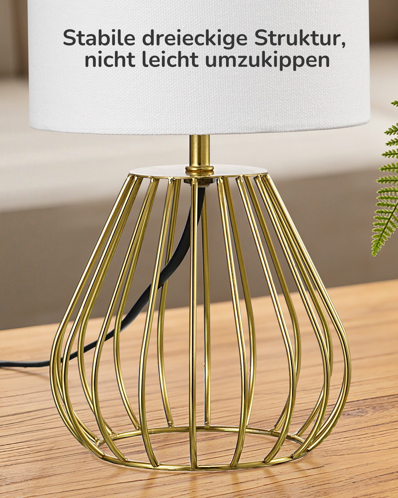EDISHINE Nachttischlampe Dekolampe H29 cm mit Metallfuß, LED wechselbar, 2700 K Warmweiß, Vintage Tischleuchte mit E14 Leuchtmittel, für Fensterbank, Geschenk