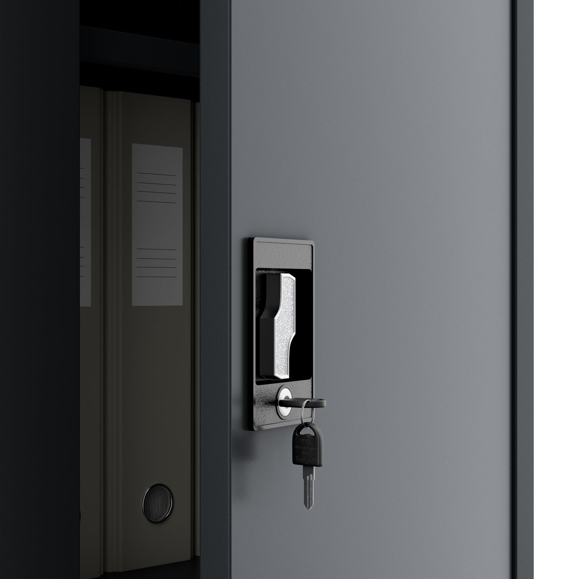 Jan Nowak Mehrzweckschrank Metall Schrank abschließbar 90 cm DAWID D600 3 Zonen Stahl (0,6 mm Wandmontage möglich PZH-zertifiziert 4 Farben) Putzschrank Kleiderstange Schloss 2 Schlüssel Tiefe 60 cm