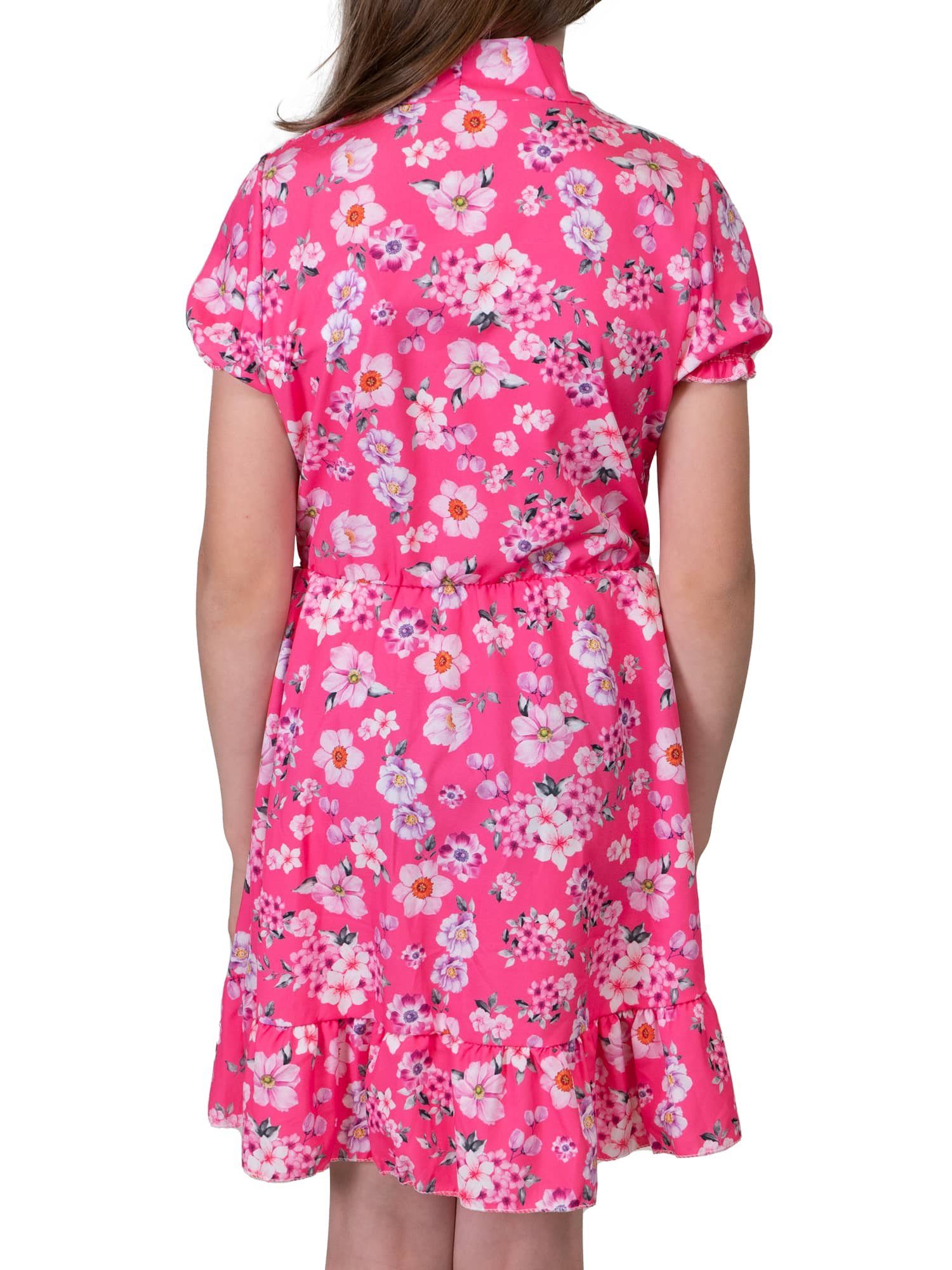 Kinder Kleider KMISSO Sommerkleid Mädchen Kleid kurze Ärmel Voant Stehkragen 30381 (1-tlg) bequem zu tragen