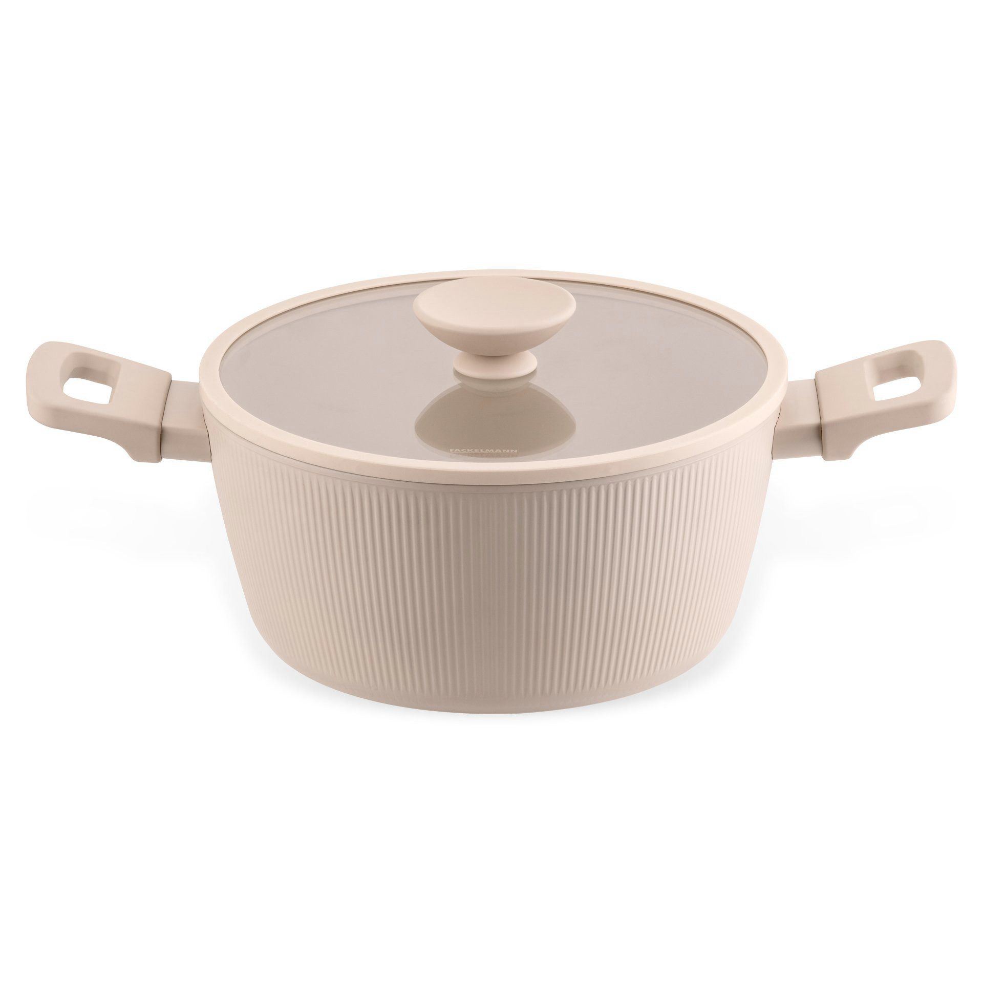 FACKELMANN Kochtopf mit Deckel, Kochgeschirr, Aluminiumtopf, Pastell-Beige