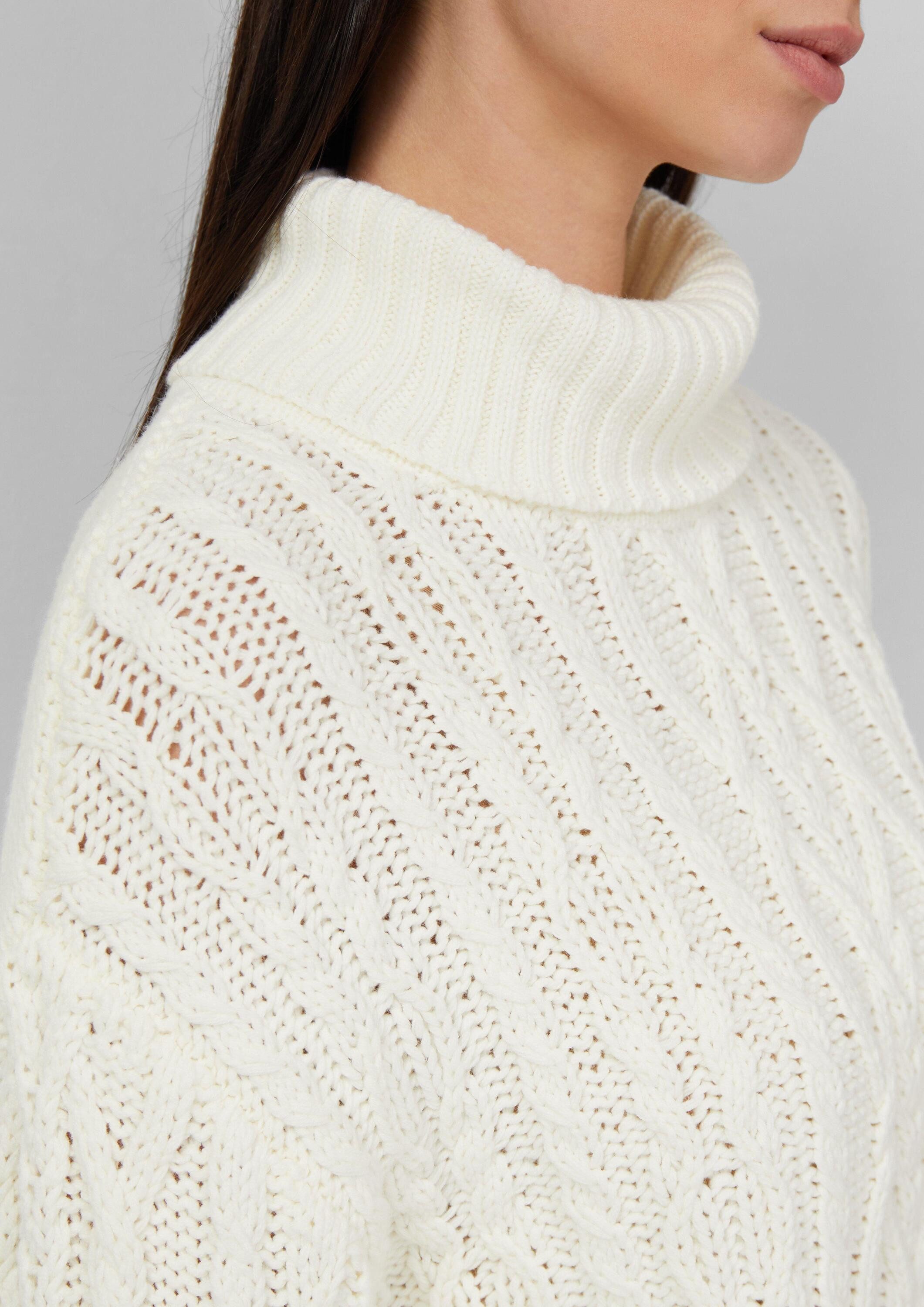 s.Oliver Longpullover Strickpullover Strickpullover mit Rollkragen und Zopfmuster
