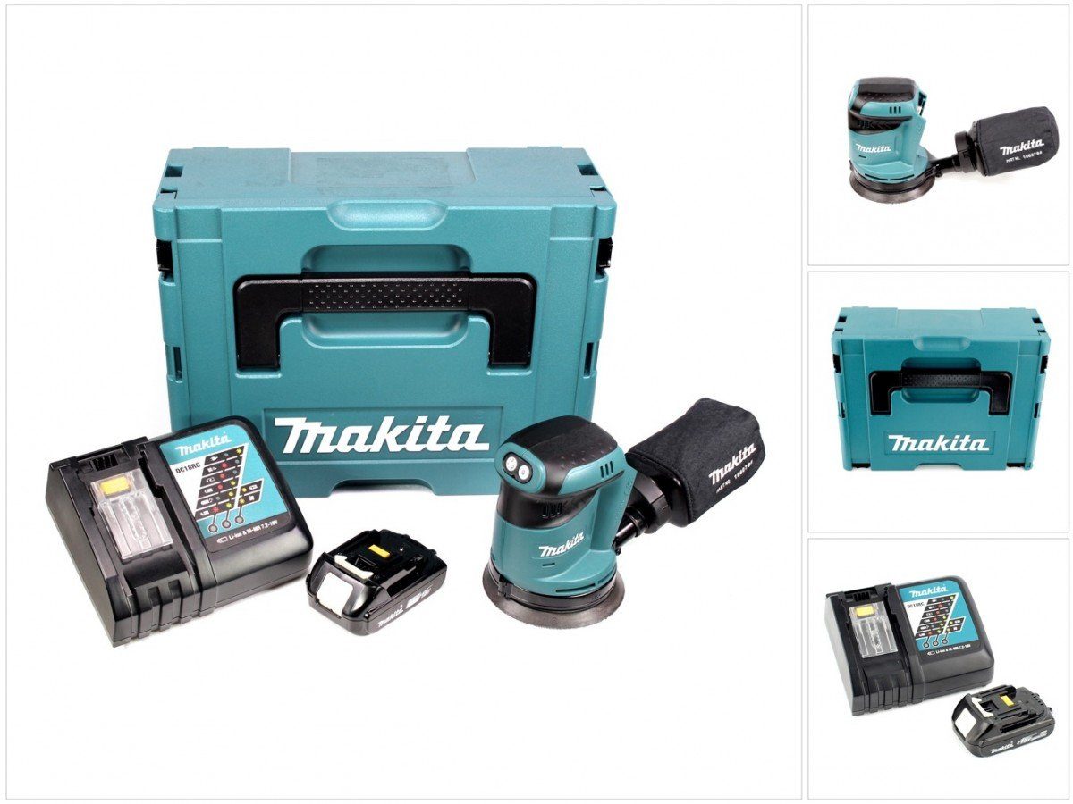 Makita Exzenterschleifer DBO 180 Y1J-D 18 V Akku Exzenterschleifer + 1x Akku 1,5Ah + Ladegerät