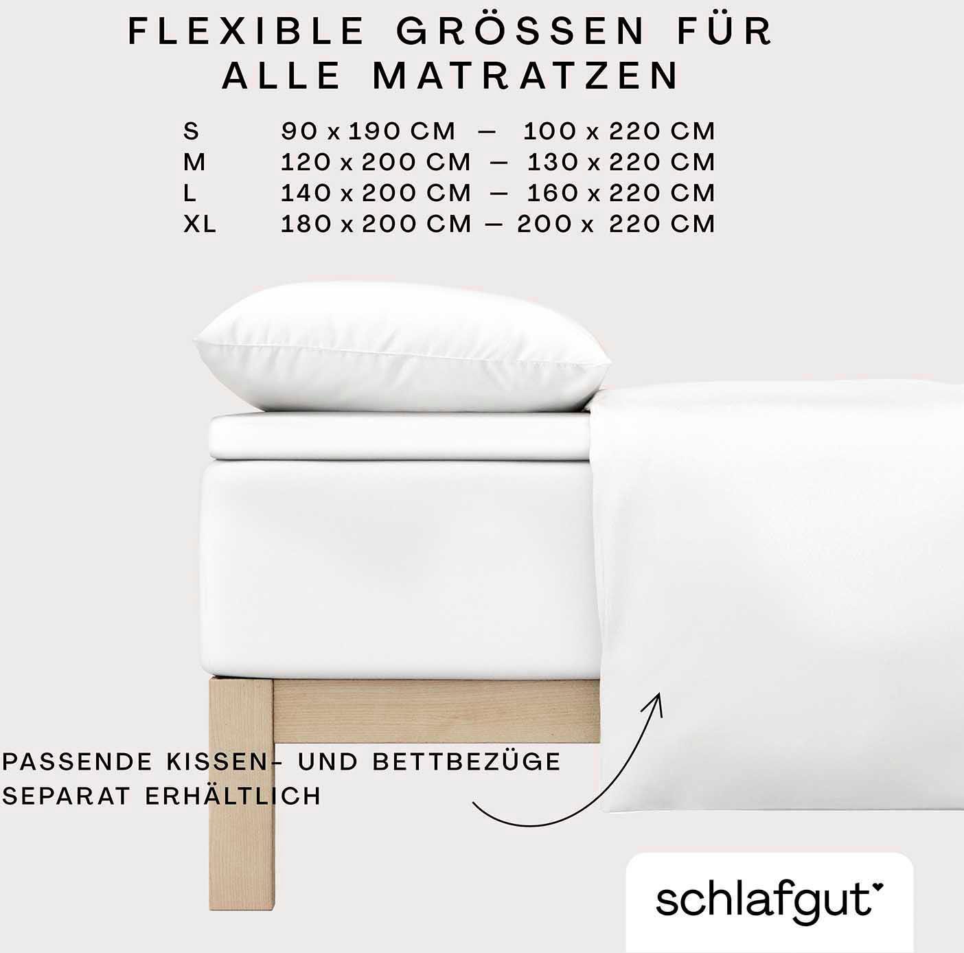 Schlafgut Spannbettlaken PURE TOPPER Bio-Baumwolle mit Elasthan 170 g/m² für Topper bis 10 cm, Jersey-Elasthan, Gummizug: rundum, (1 Stück), PREMIUM Laken für Matratzen bis 10 cm Höhe, dehnbar, blickdicht