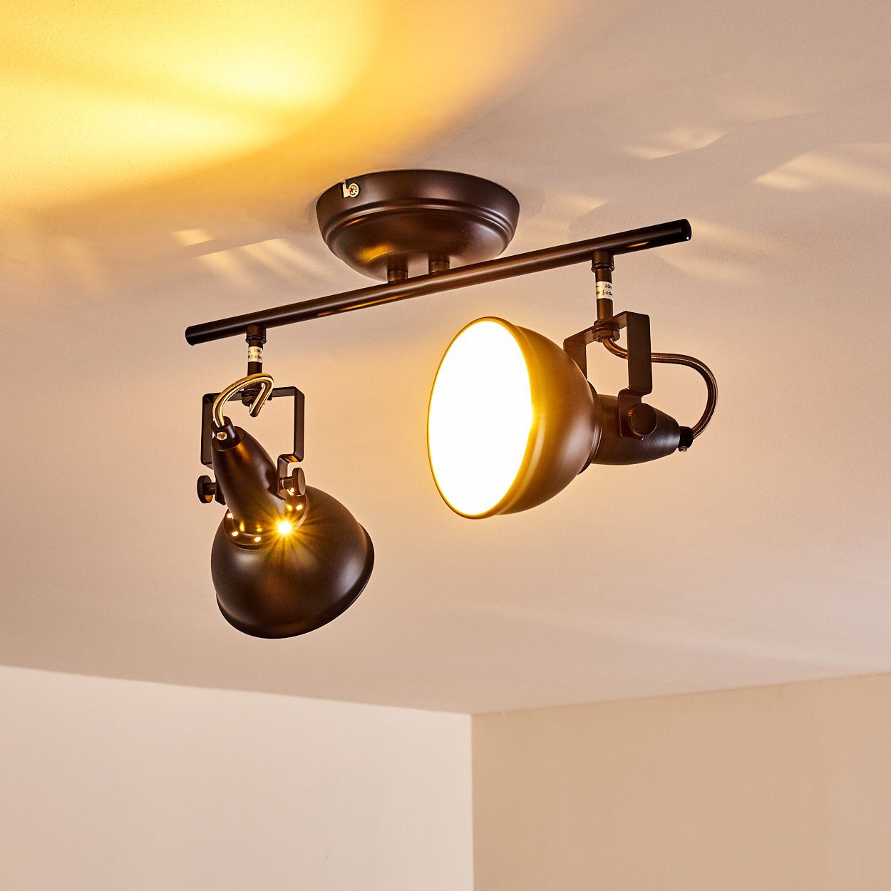 hofstein Deckenleuchte »Arazane« Deckenlampe aus Metall in Schwarz/Gold, ohne Leuchtmittel, mit verstellbaren Strahlern, 2xE14, Spot im Retro/Vintage Design – Bild 3 von 5