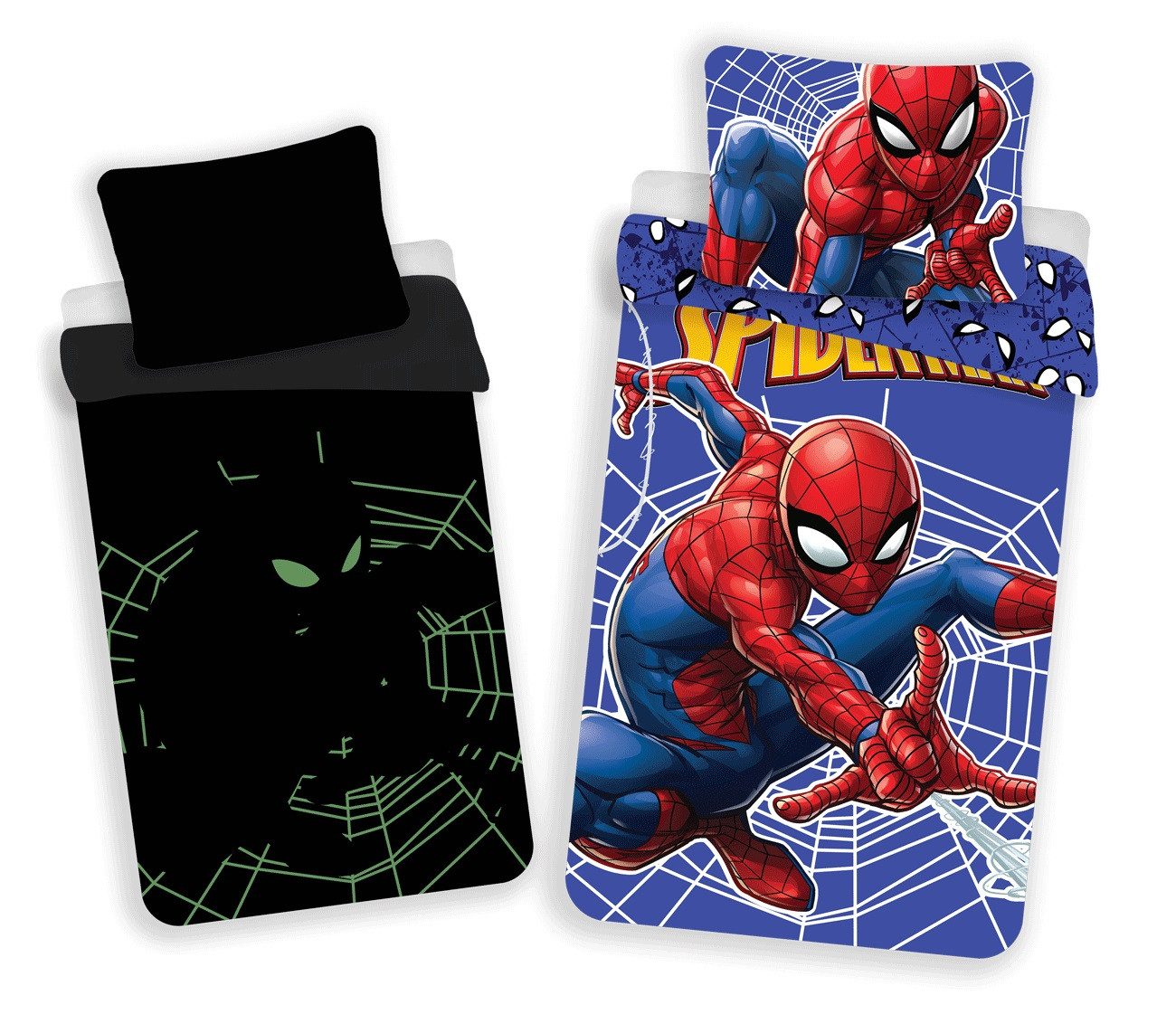 Spiderman Kinderbettwäsche Kuschelige Bettwäsche mit Glow Effect Baumwolle, 140x200 cm & 70x90 cm