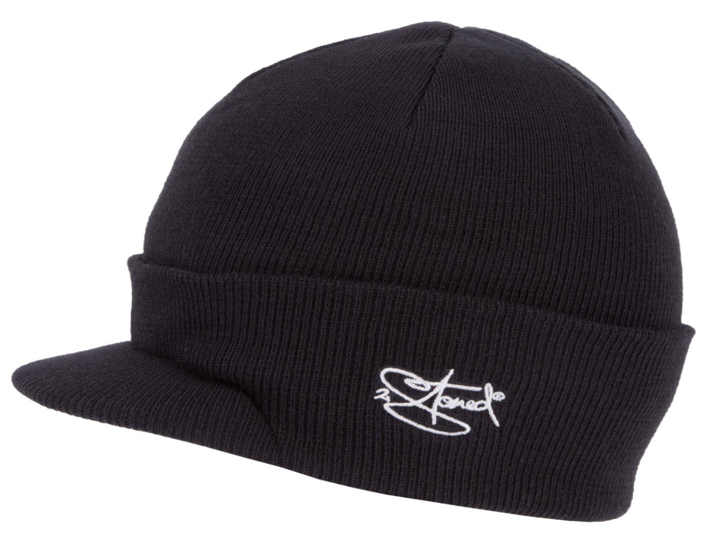 2Stoned Beanie Visor Beanie Cap Deluxe für Damen, Herren und Kinder (VPE, 1 Stück) mit kurzem Visor und breitem Umschlag, 6-Panel Style, Einheitsgröße